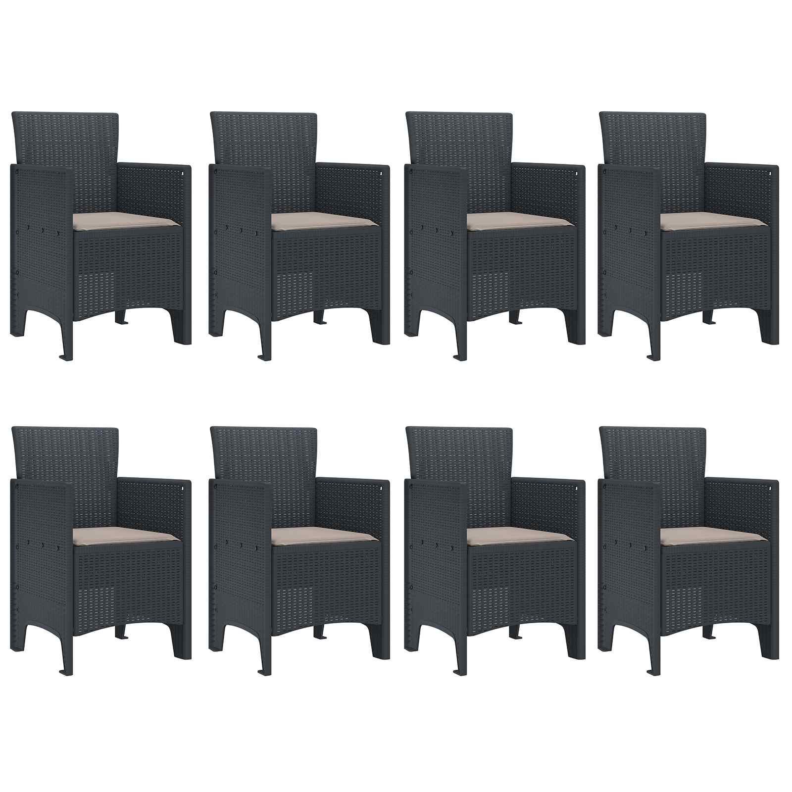 Vrtni set za objed 9 pcs Antracit Polipropilen
