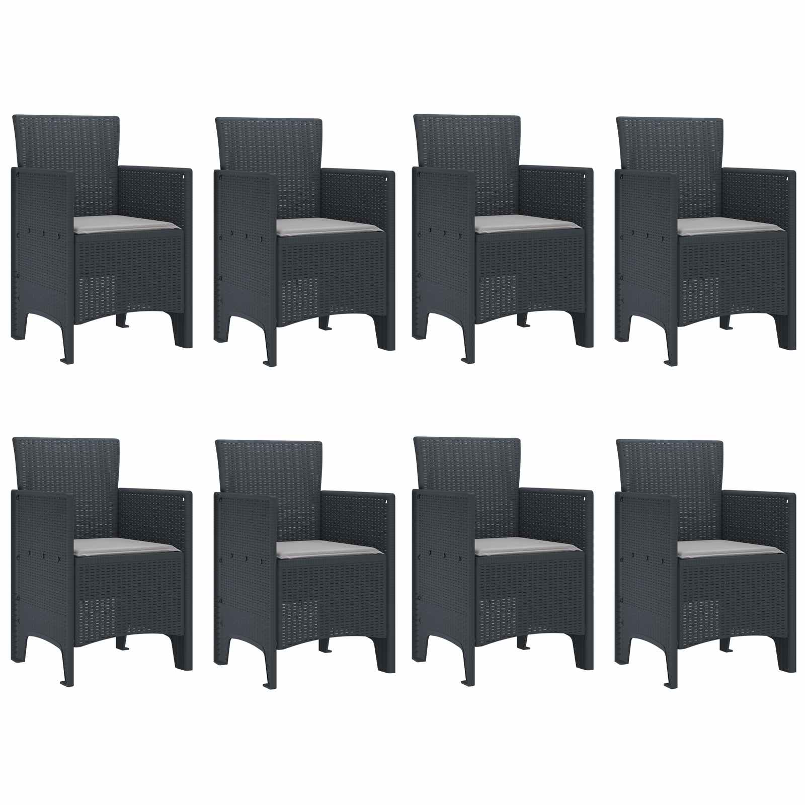 Vrtni set za objed 9 pcs Antracit Polipropilen