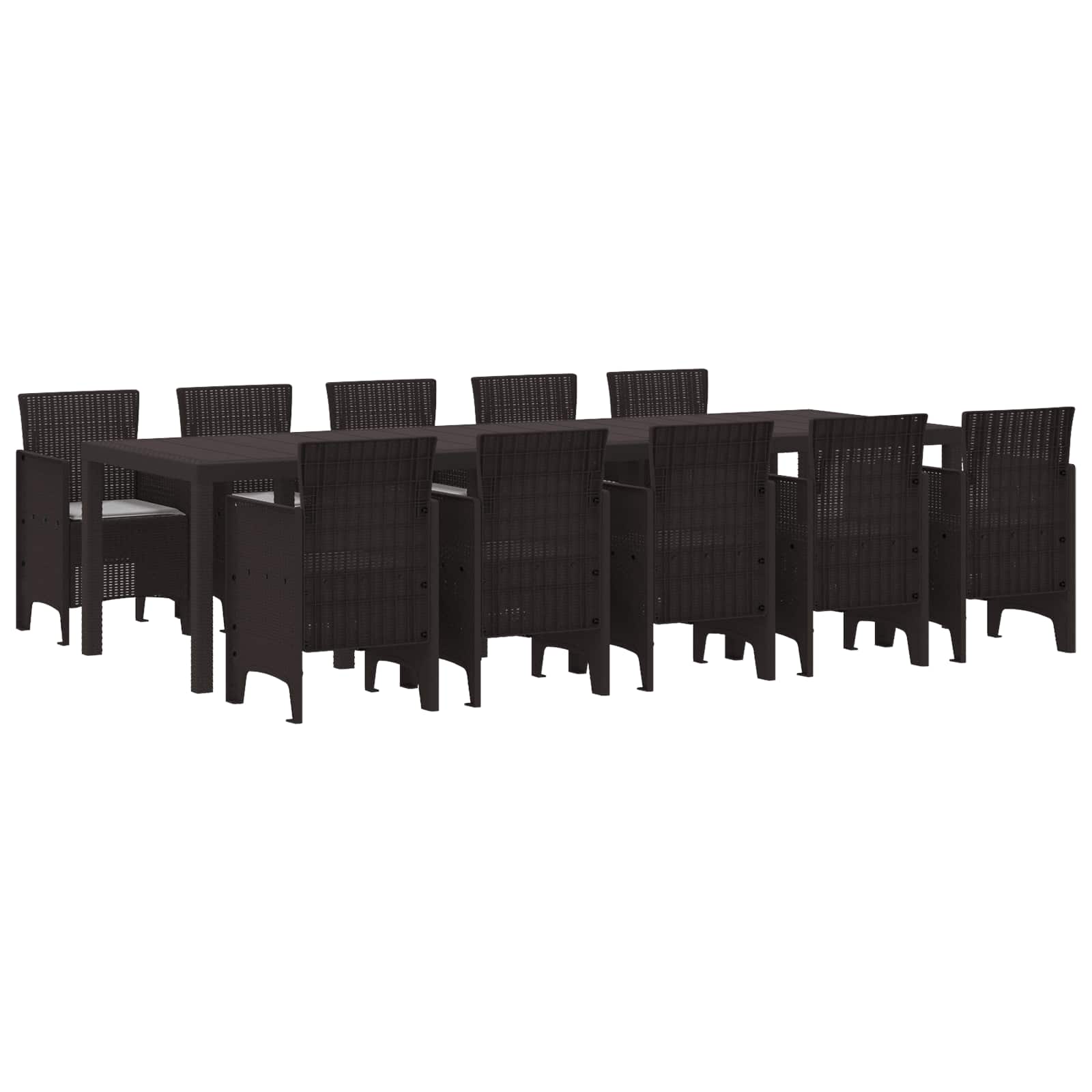 Vrtni set za objed 11 pcs Smeđa i svijetlosiva Poli ratan