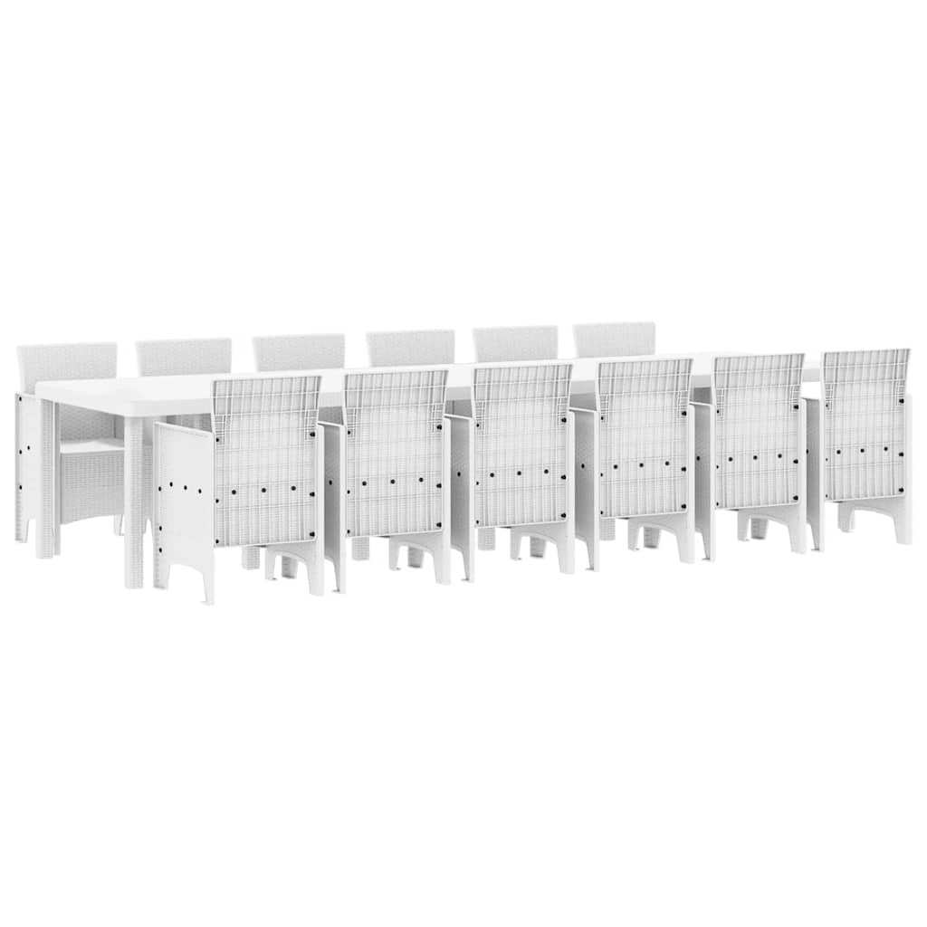 Vrtni set za objed 13 pcs Bijelo Polt ratan