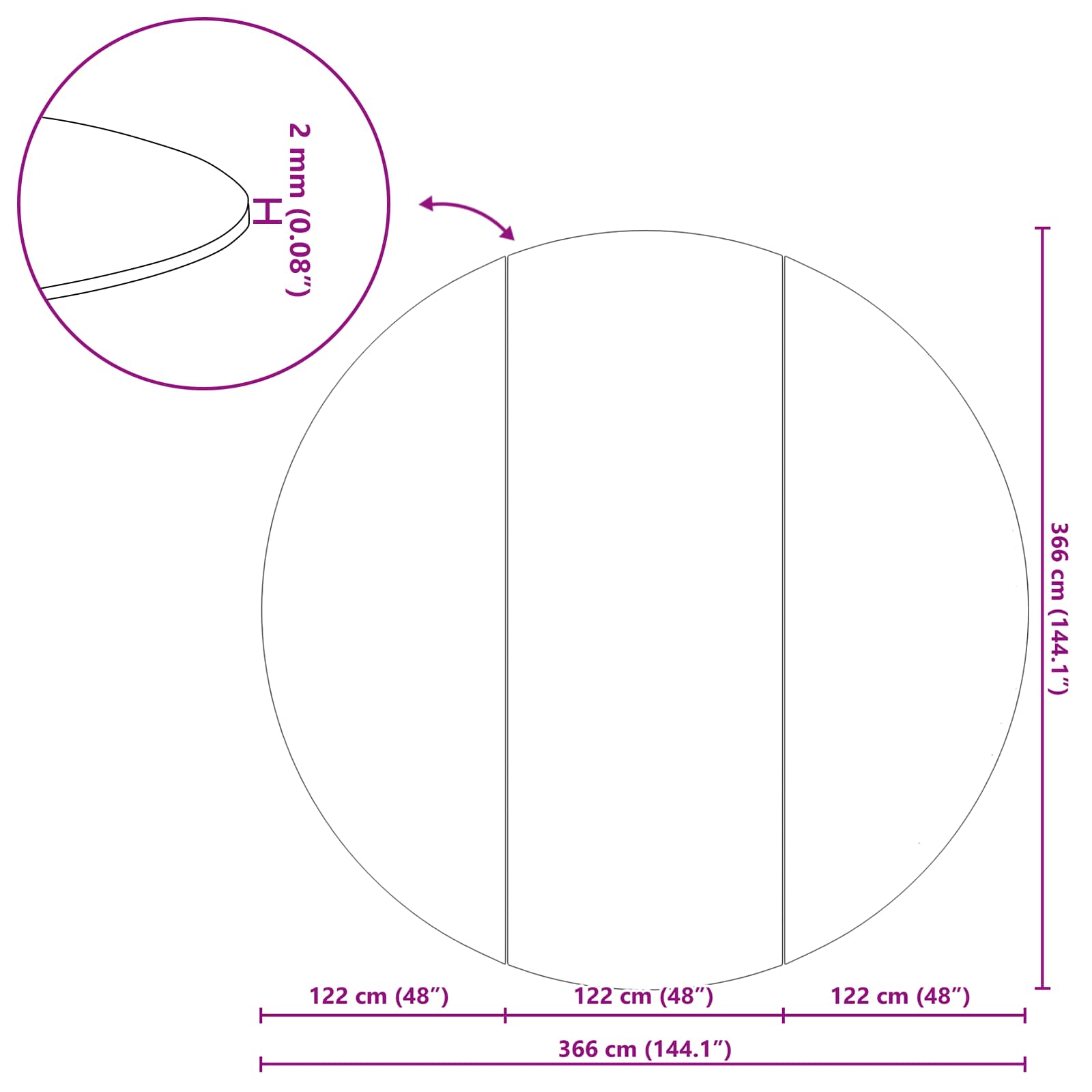 Podni sheet za bazen Crna Ø 366 cm Neslojno platno