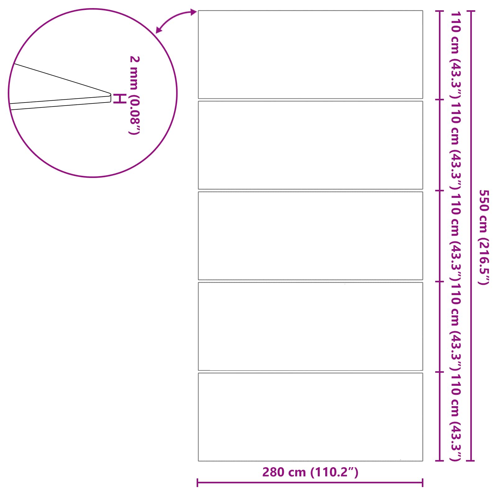 Podni sheet za bazen Crna 550 x 280 x 0,1 cm Neslojno platno