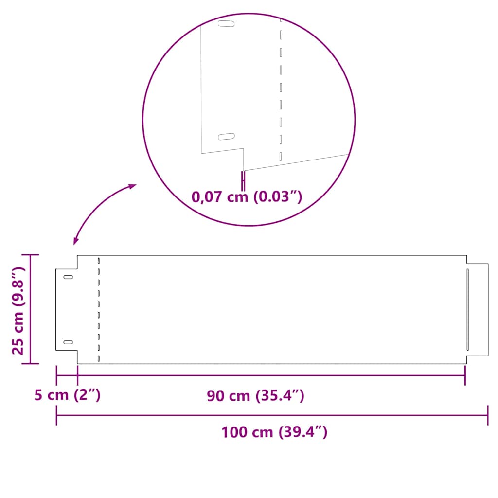Rubnjaci za travnjak 5 pcs Srebrno 100 x 25 x 0,07 cm