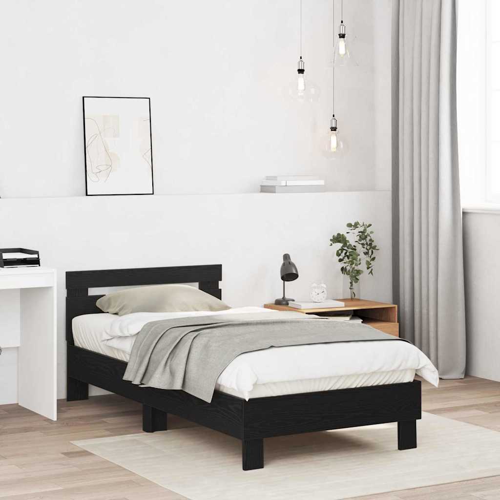 Krevetna konstrukcija s uzglavljem Crni hrast 193 x 95 x 88 cm