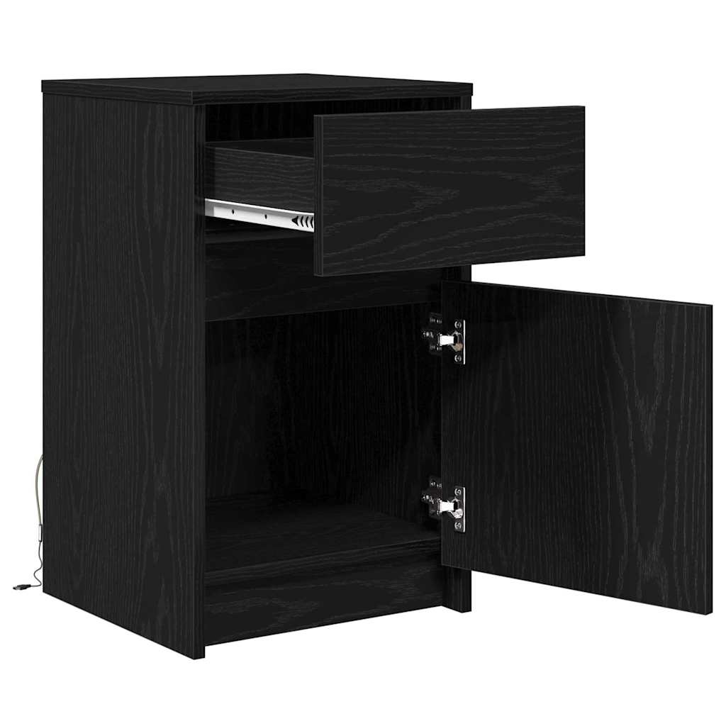 LED noćni ormarić s ladicama 2 pcs Crni hrast 38 x 34 x 61 cm