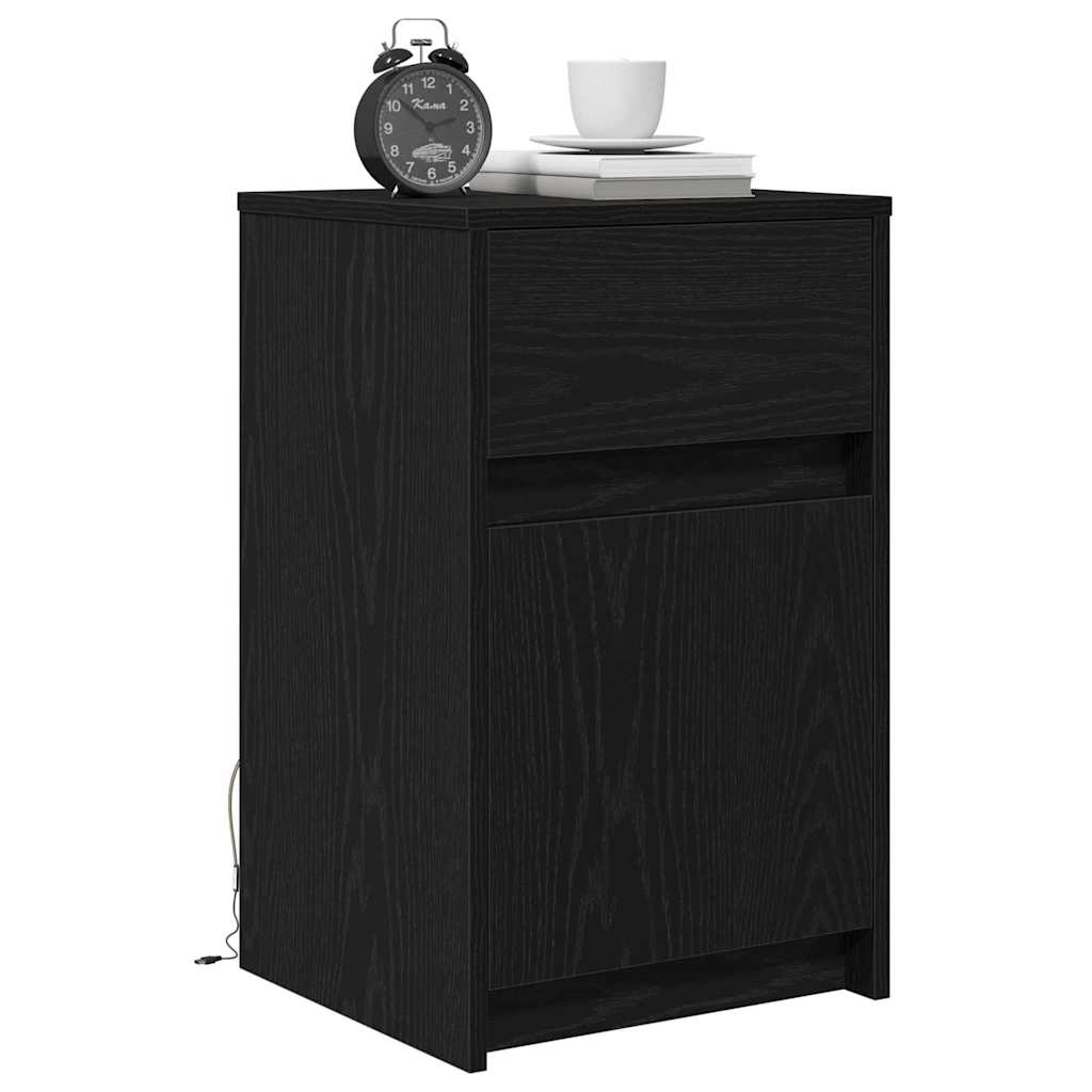 LED noćni ormarić s ladicama 2 pcs Crni hrast 38 x 34 x 61 cm