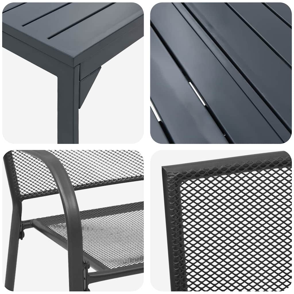 Vrtni set za objed 7 pcs Antracit Čelik s prahom