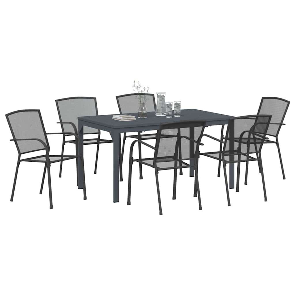 Vrtni set za objed 7 pcs Antracit Čelik s prahom