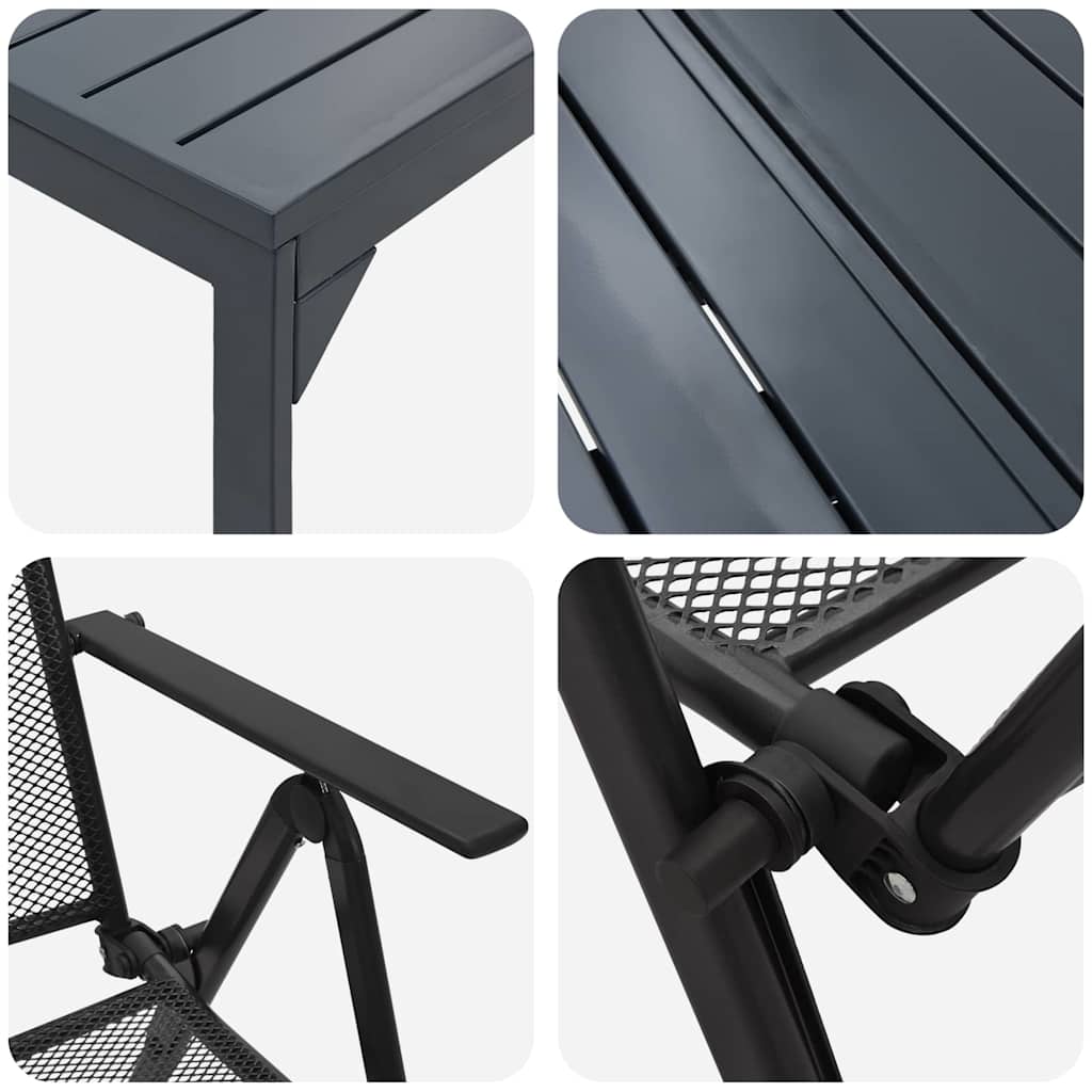 Vrtni set za objed 7 pcs Antracit Čelik s prahom