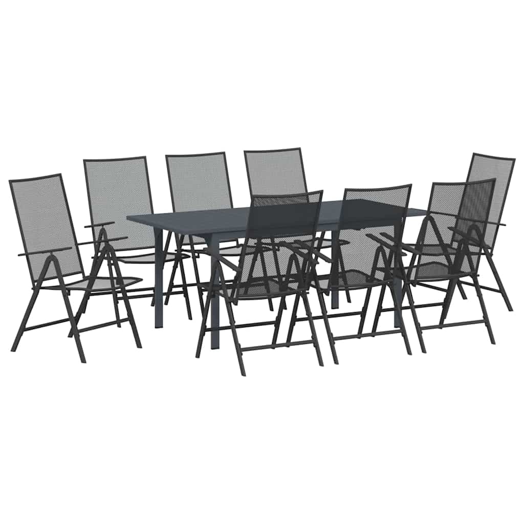Vrtni set za objed 9 pcs Antracit Čelik s prahom
