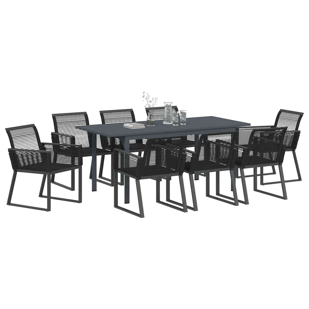 Vrtni set za objed 9 pcs Crna poliratan