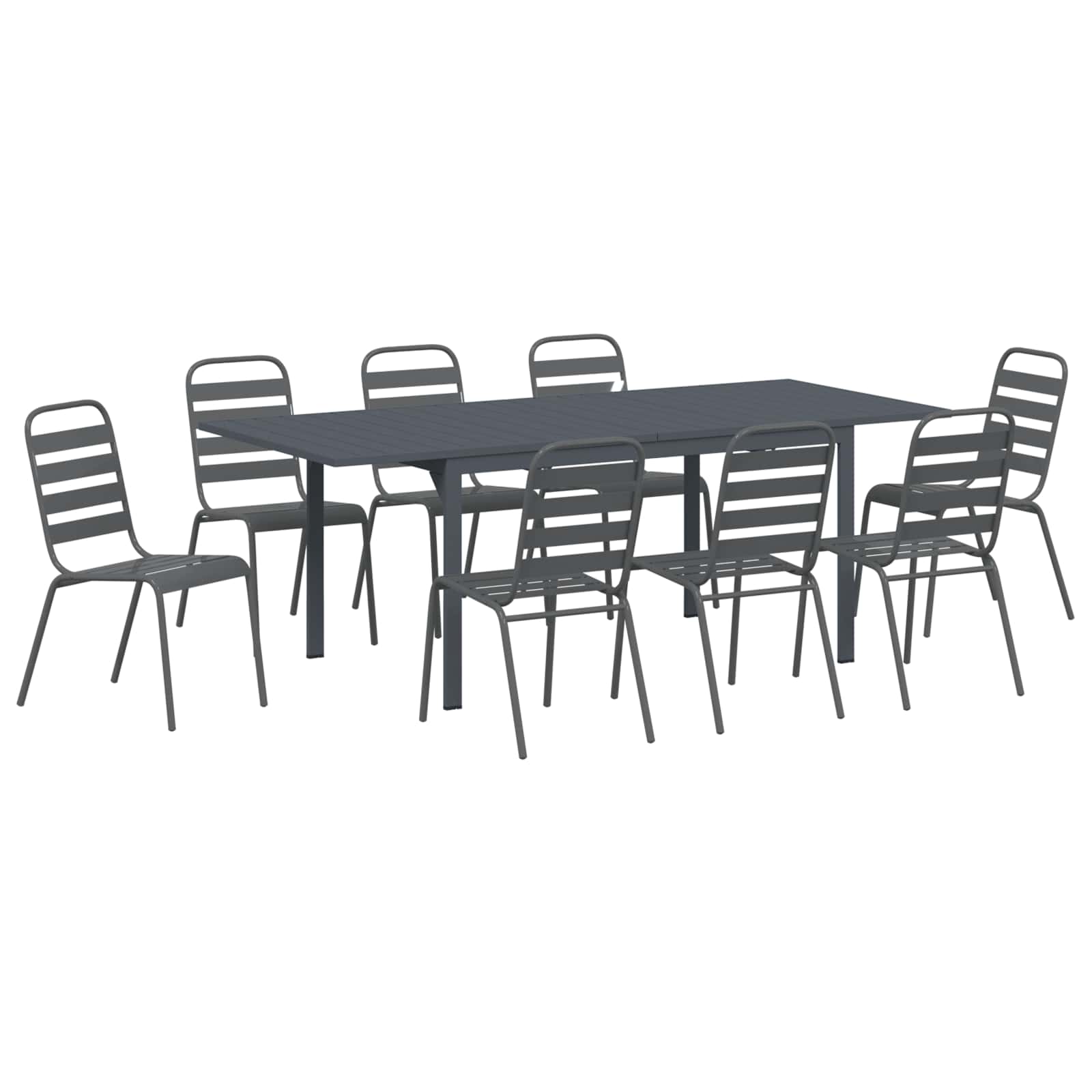 Vrtni set za objed 9 pcs Antracit Čelik s prahom