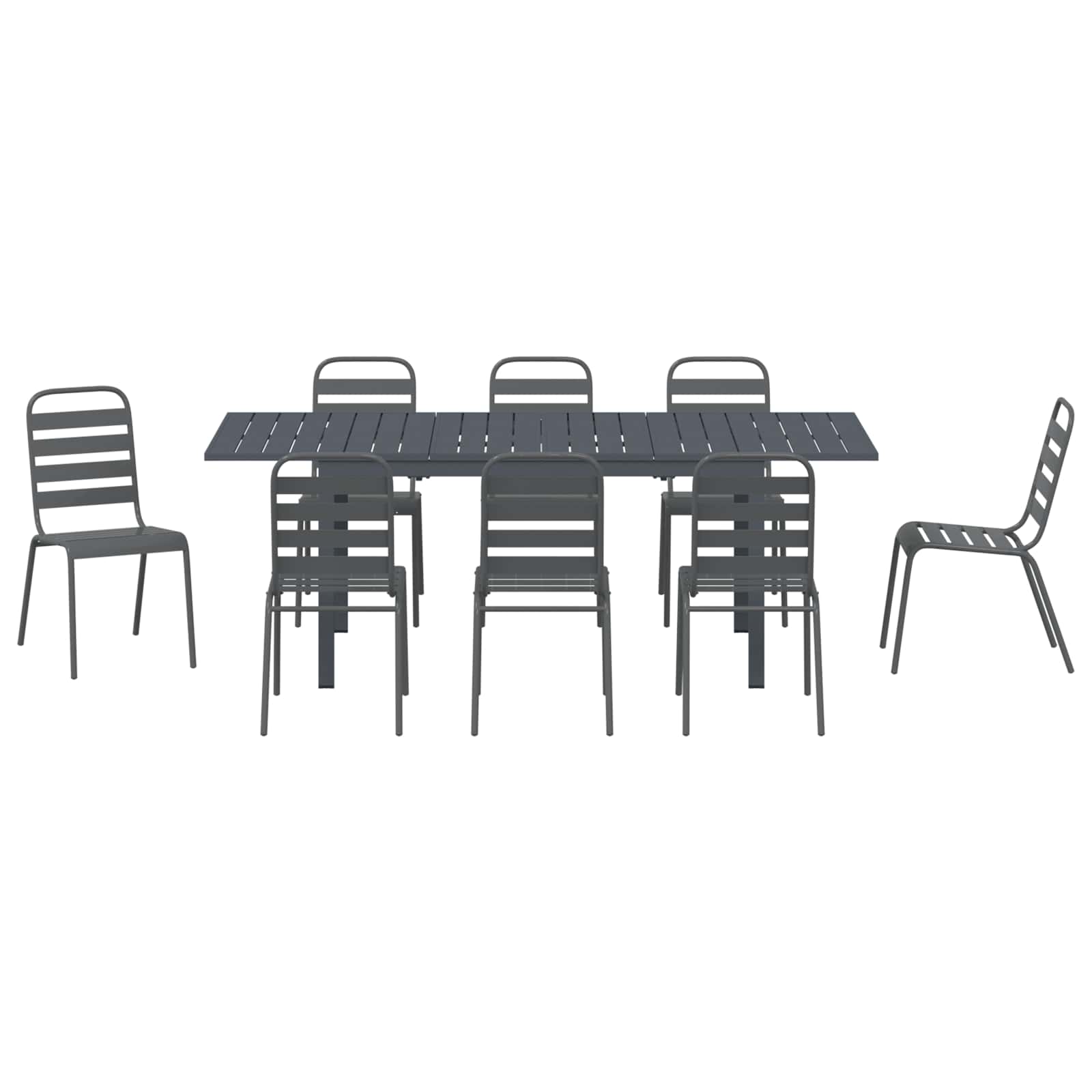 Vrtni set za objed 9 pcs Antracit Čelik s prahom