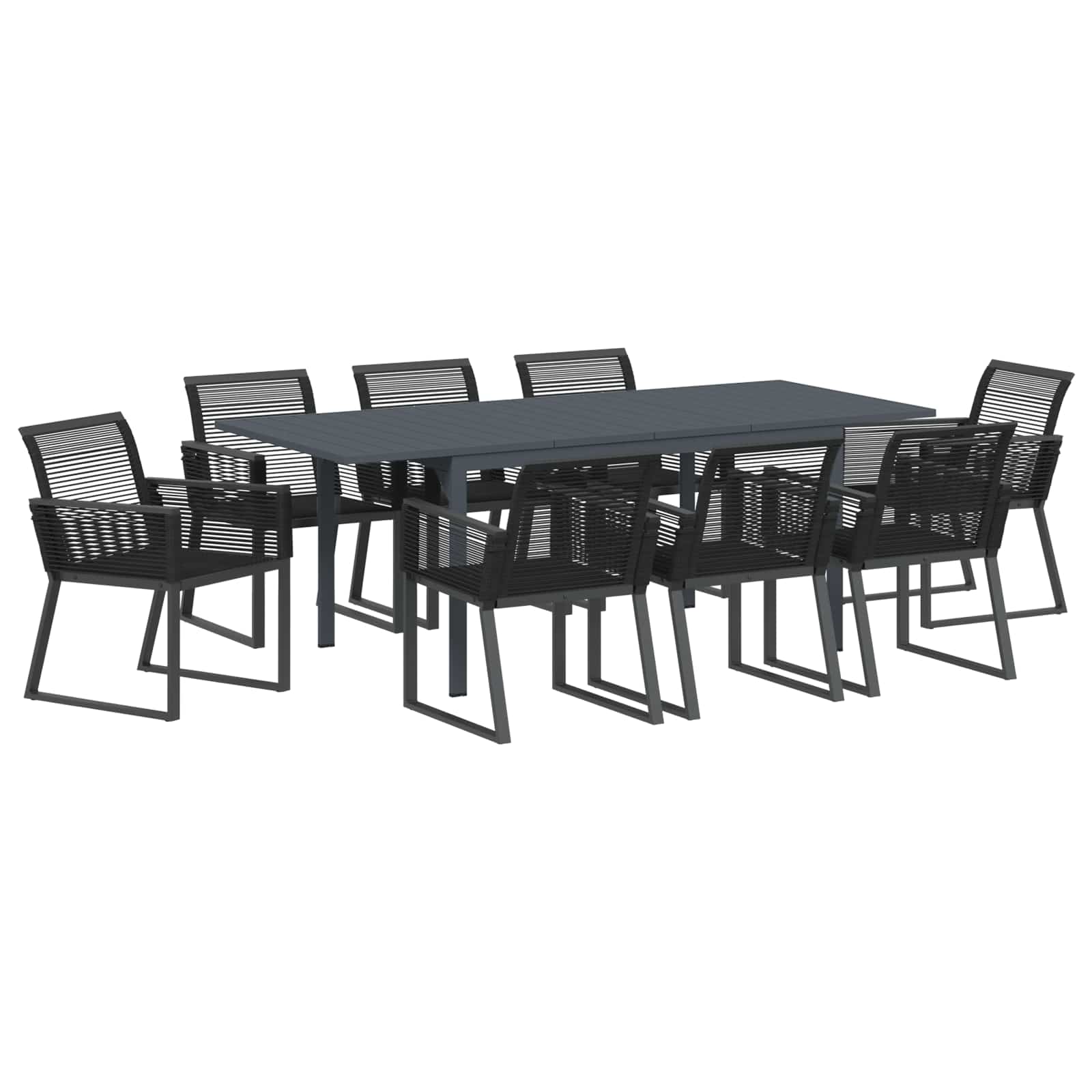Vrtni set za objed 9 pcs Crna poliratan