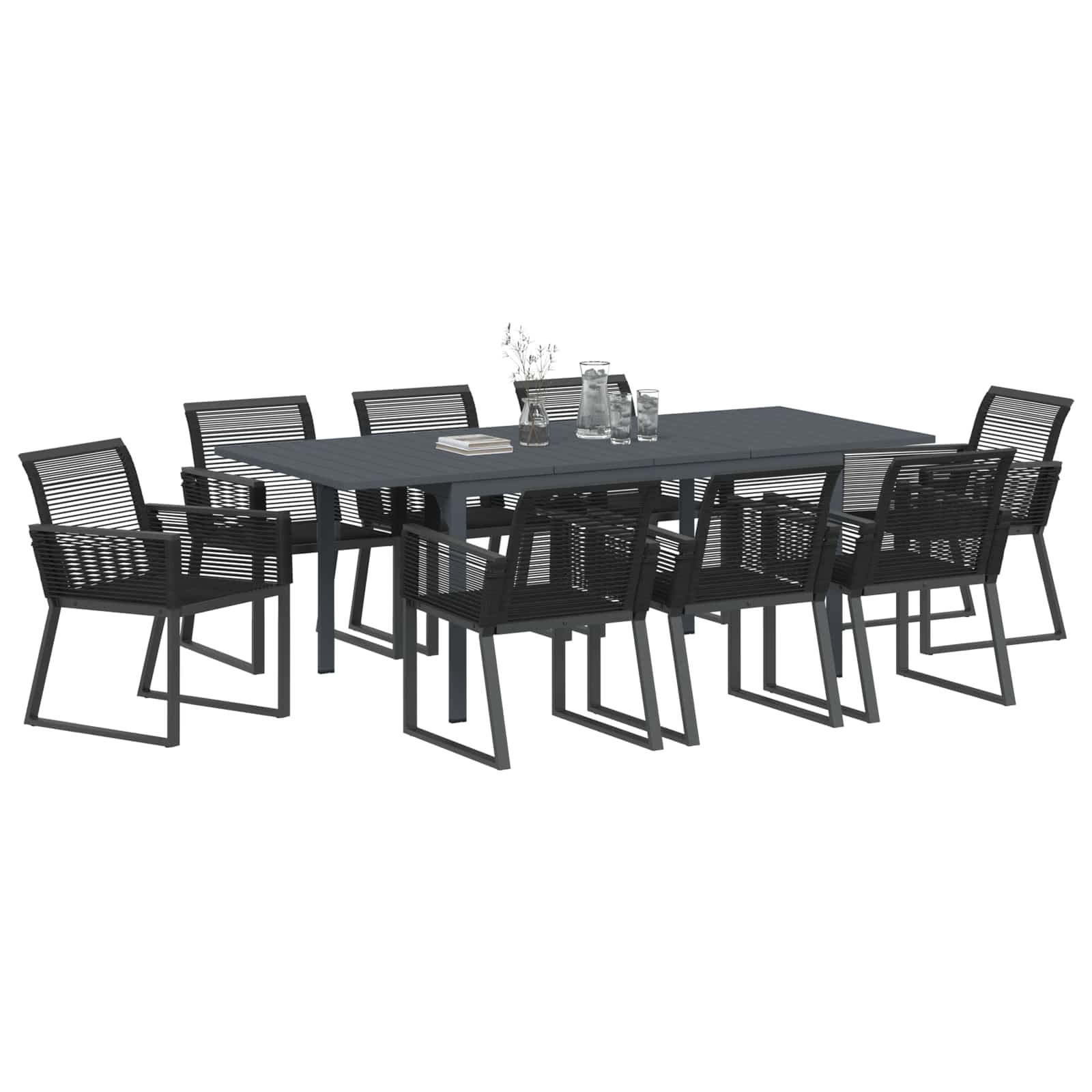 Vrtni set za objed 9 pcs Crna poliratan
