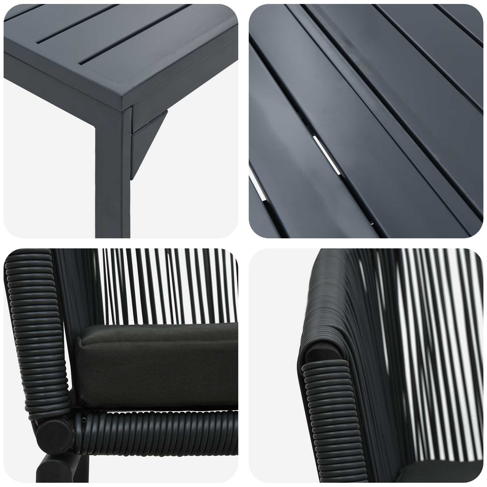 Vrtni set za objed 9 pcs Crna poliratan