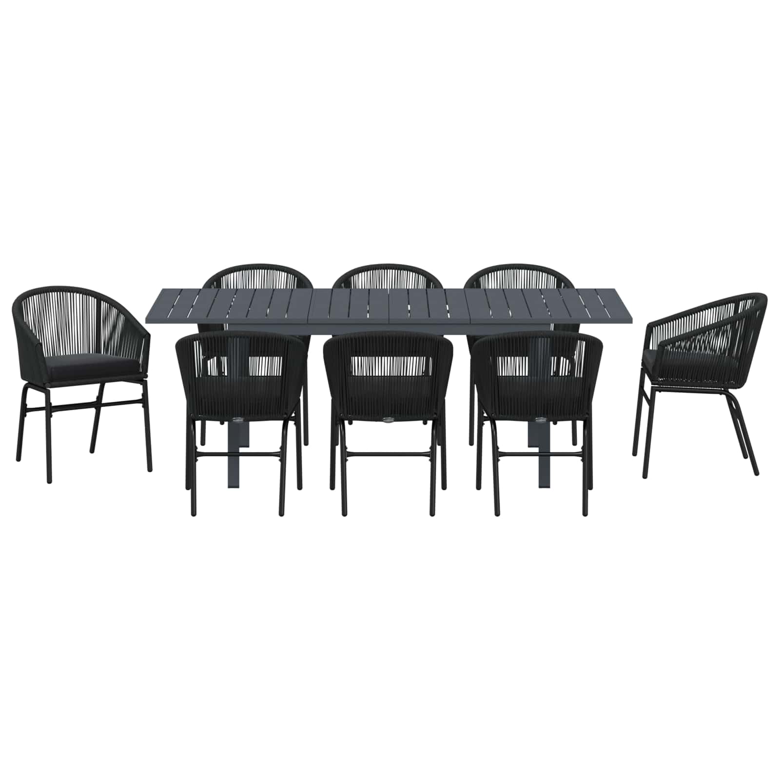 Vrtni set za objed 9 pcs Crna poliratan