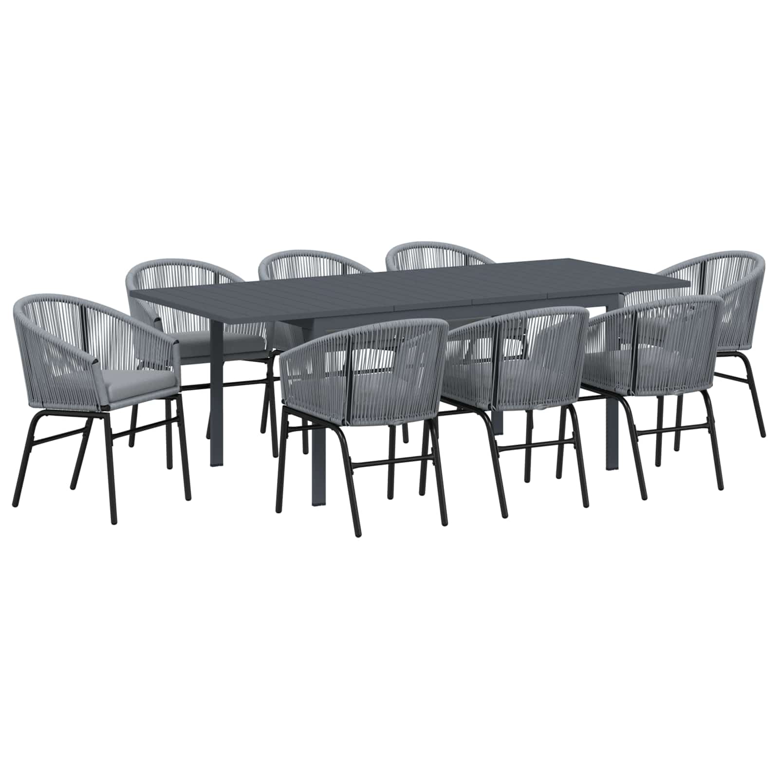 Vrtni set za objed 9 pcs Siva poliratan