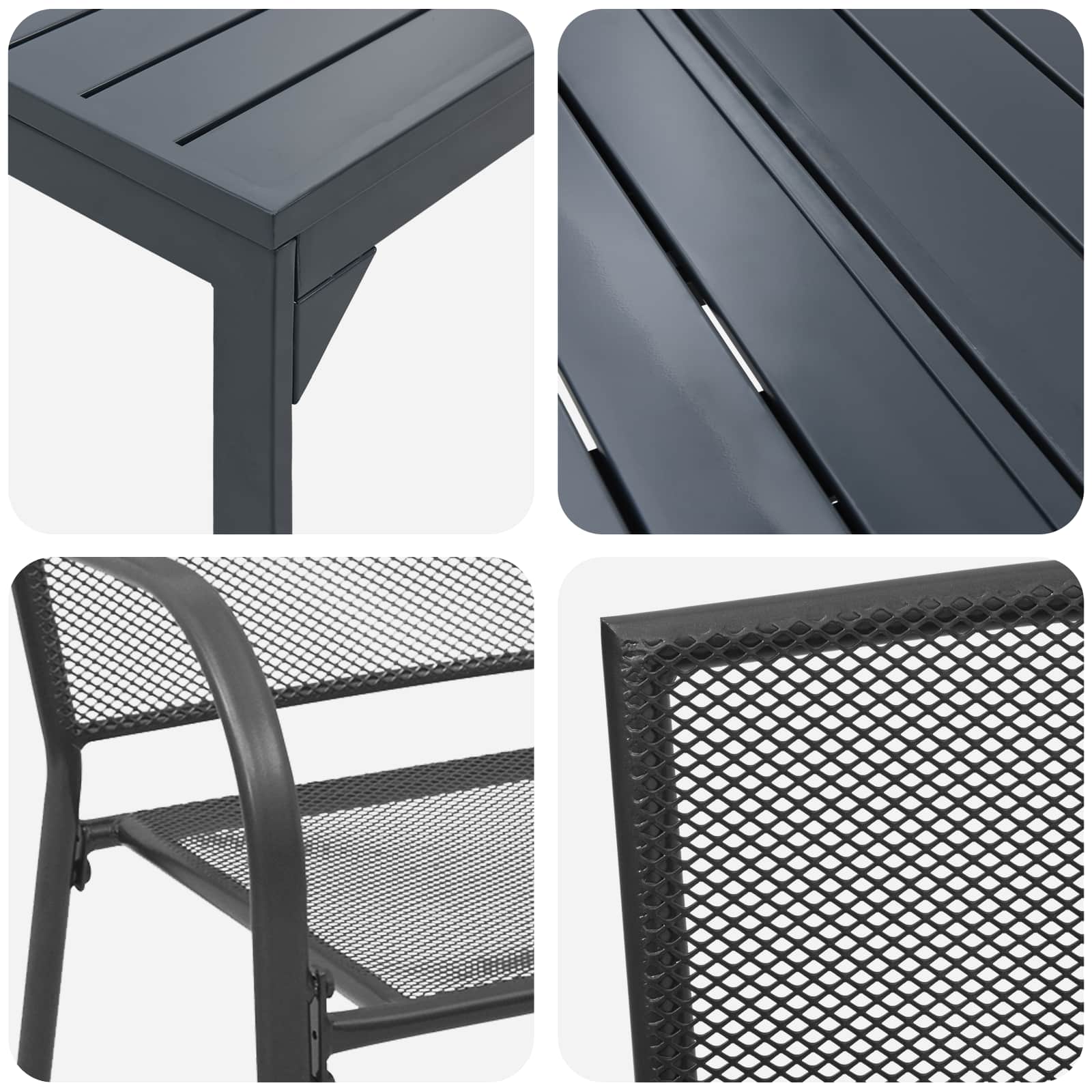 Vrtni set za objed 9 pcs Antracit Čelik