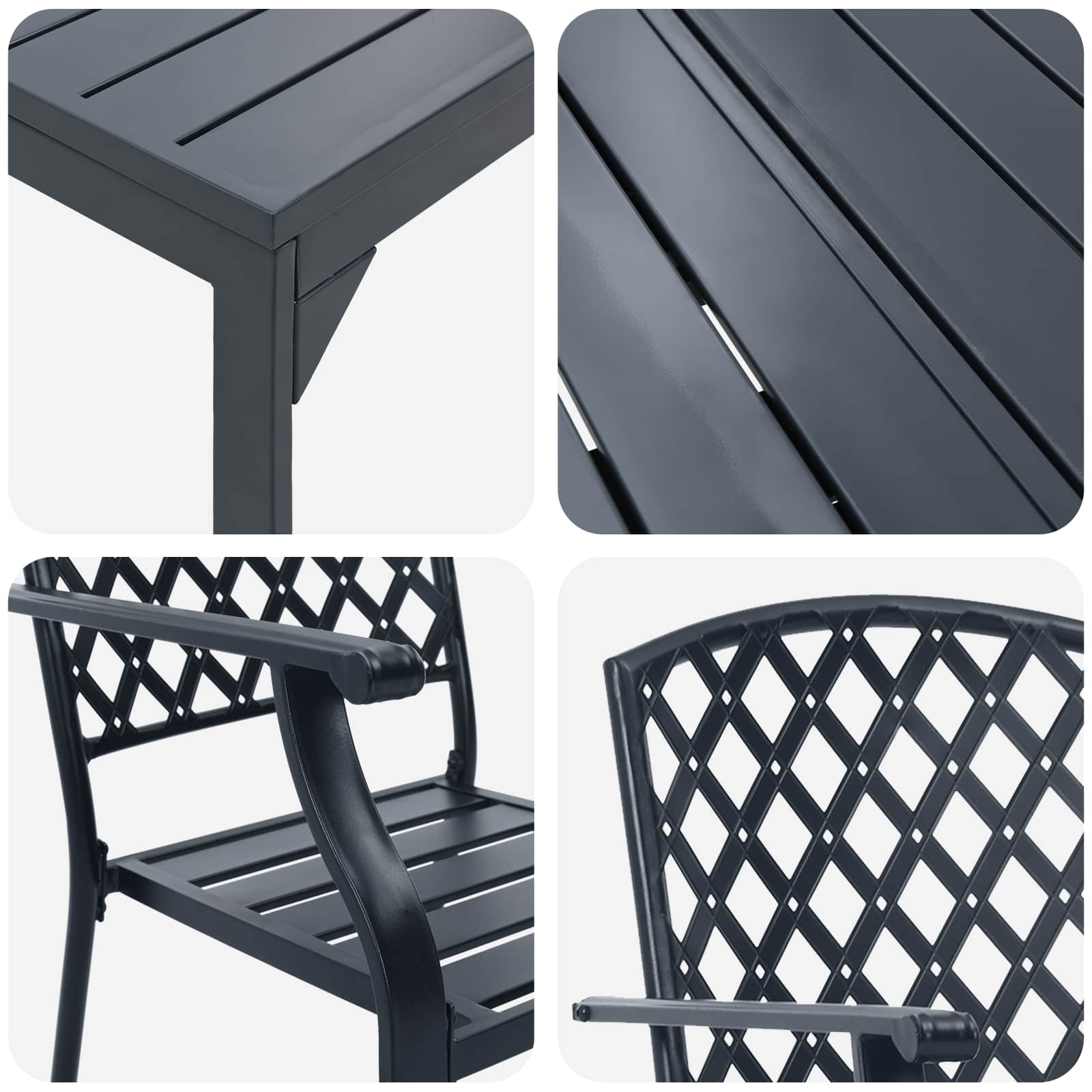 Vrtni set za objed 9 pcs Antracit Čelik