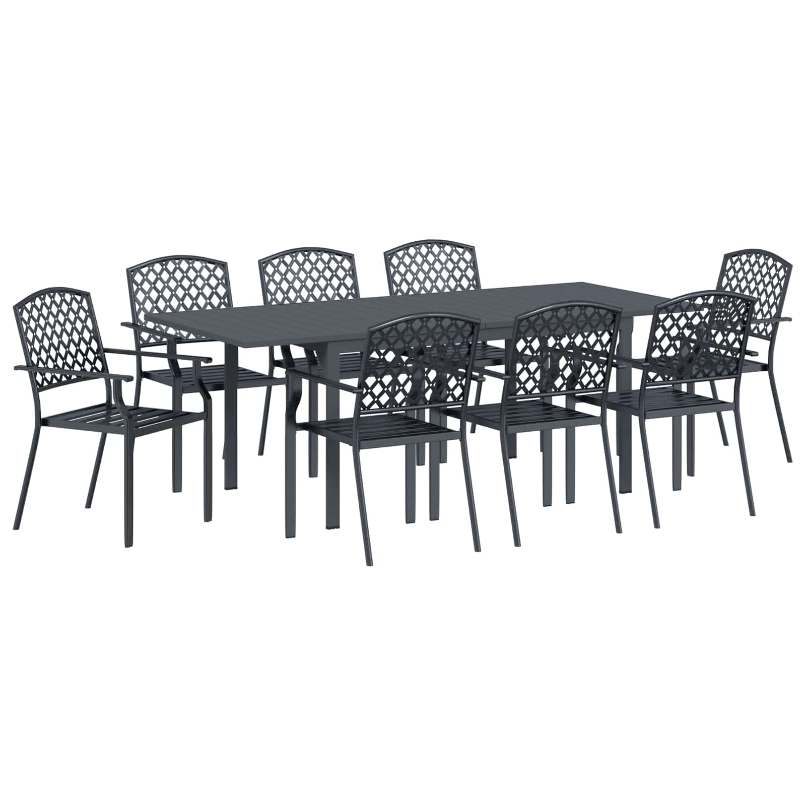 Vrtni set za objed 9 pcs Antracit Čelik