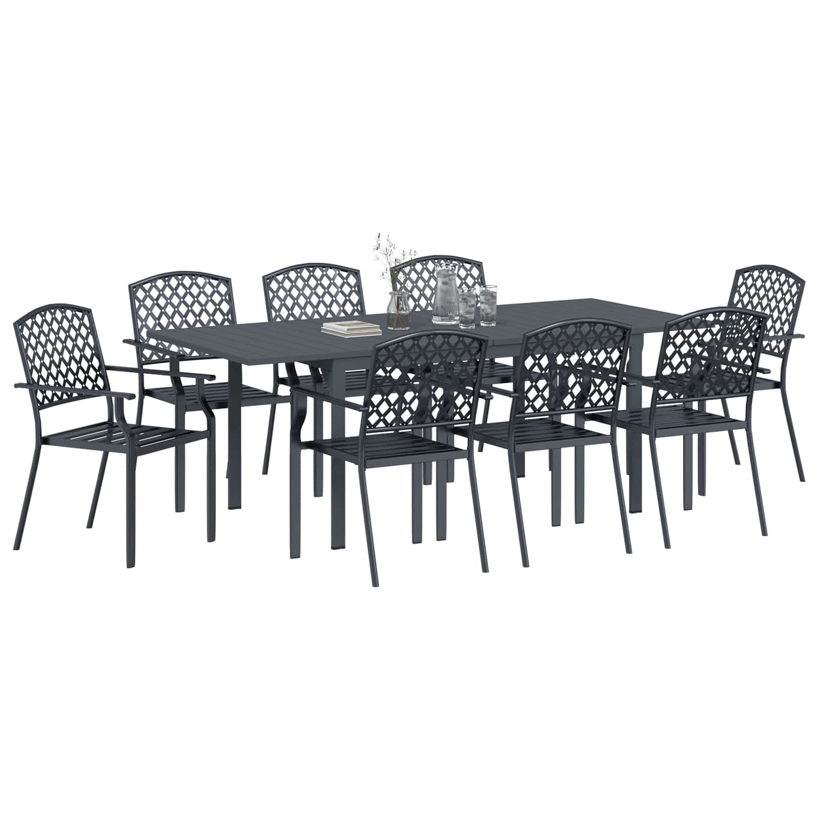 Vrtni set za objed 9 pcs Antracit Čelik