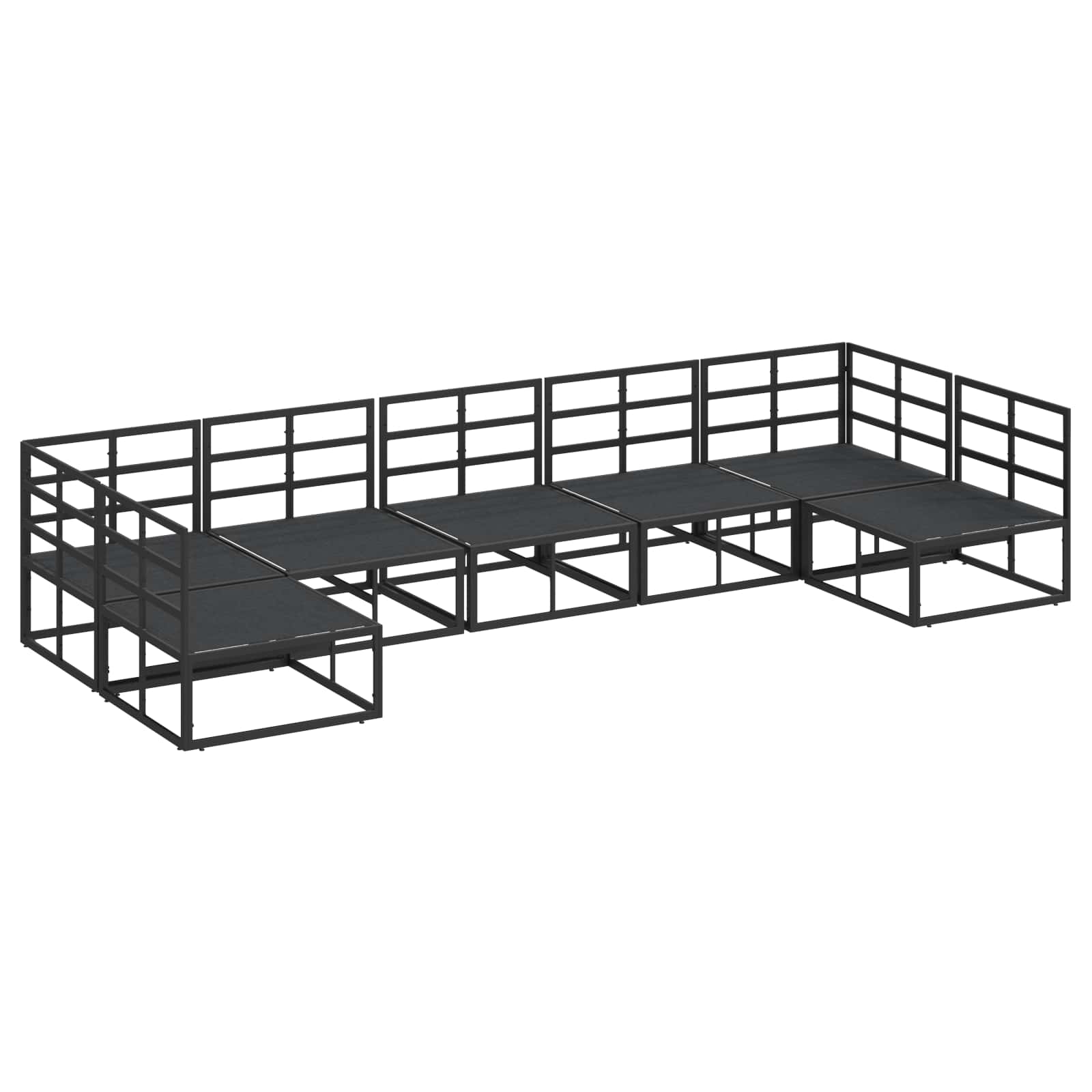 Sjedeća garnitura za vrt s jastukom 7 pcs Crna Aluminij