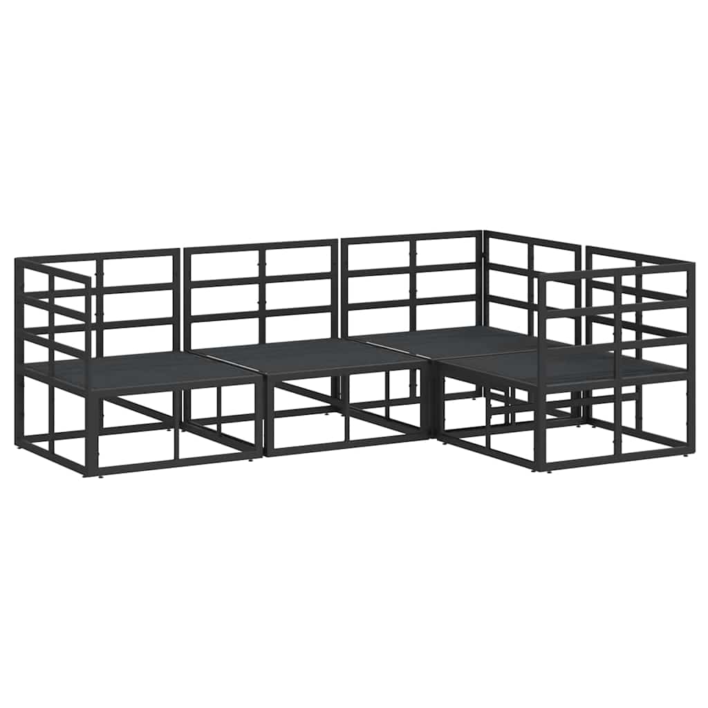 Sjedeća garnitura za vrt s jastukom 4 pcs Crna Aluminij