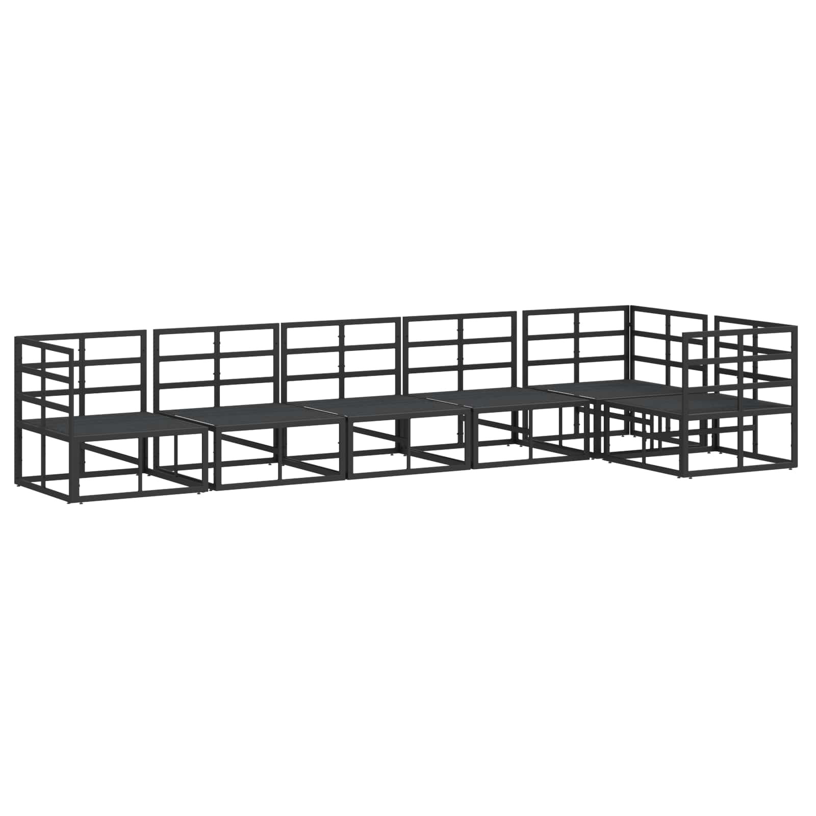 Sjedeća garnitura za vrt s jastukom 6 pcs Crna Aluminij