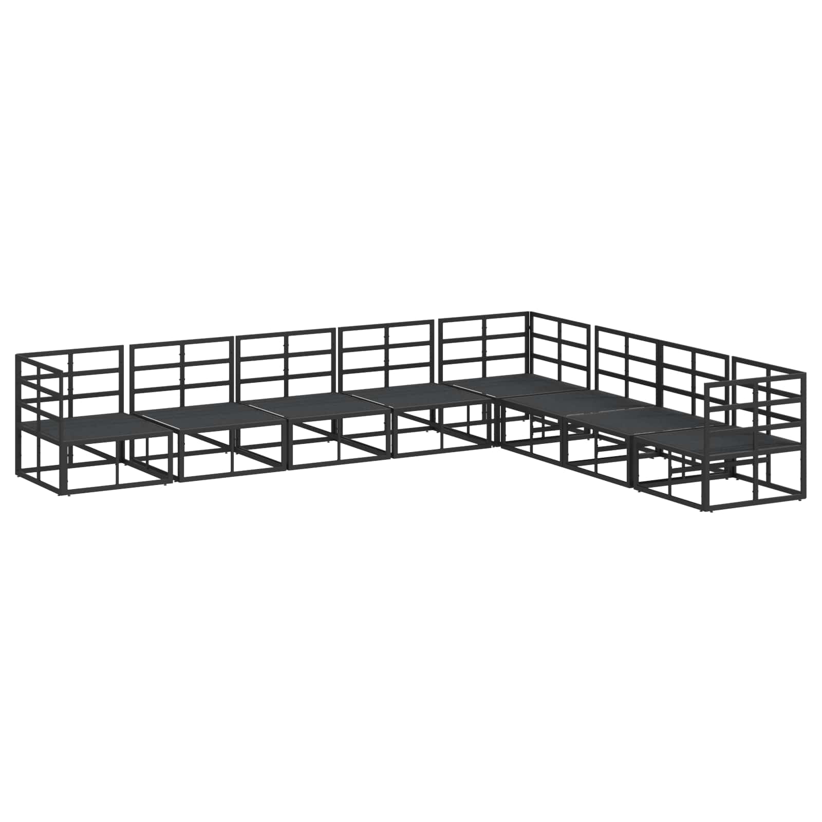 Sjedeća garnitura za vrt s jastukom 8 pcs Crna Aluminij