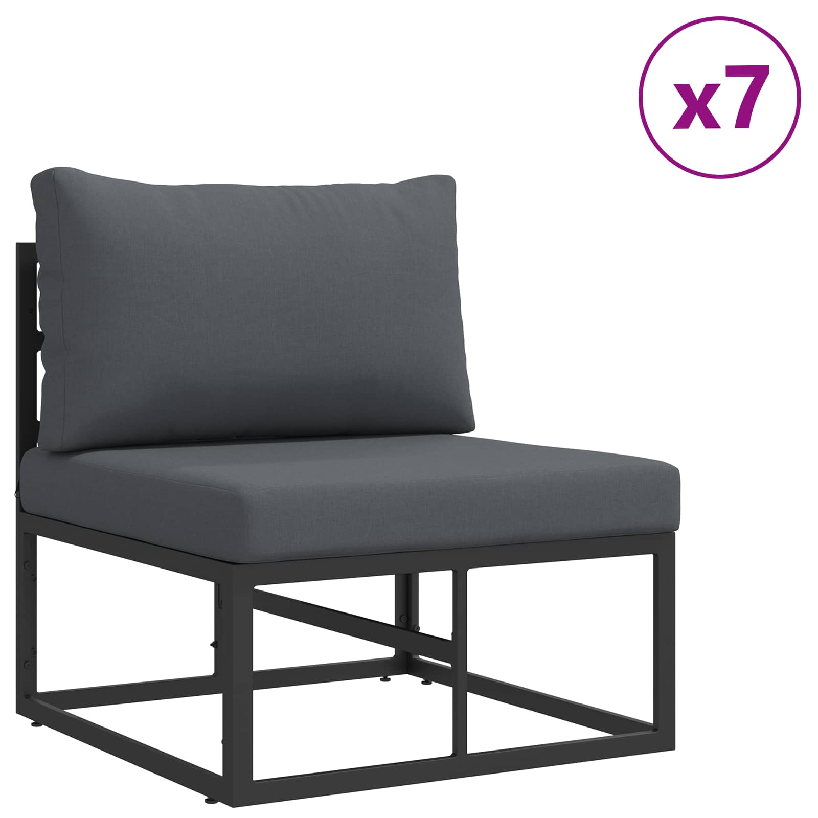 Sjedeća garnitura za vrt s jastukom 10 pcs Crna Aluminij