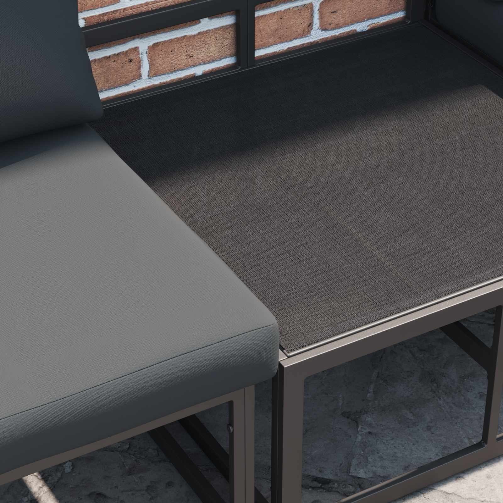 Sjedeća garnitura za vrt s jastukom 12 pcs Crna Aluminij
