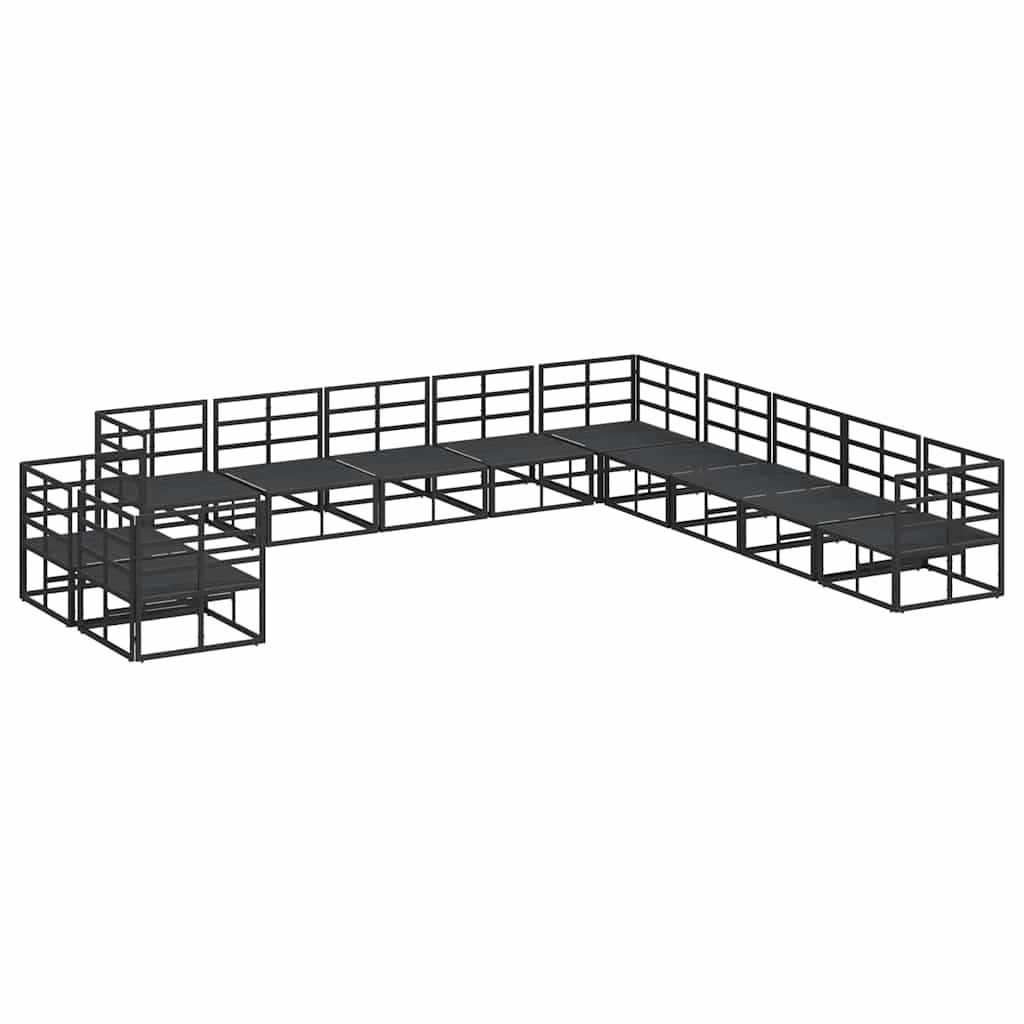 Sjedeća garnitura za vrt s jastukom 11 pcs Crna Aluminij