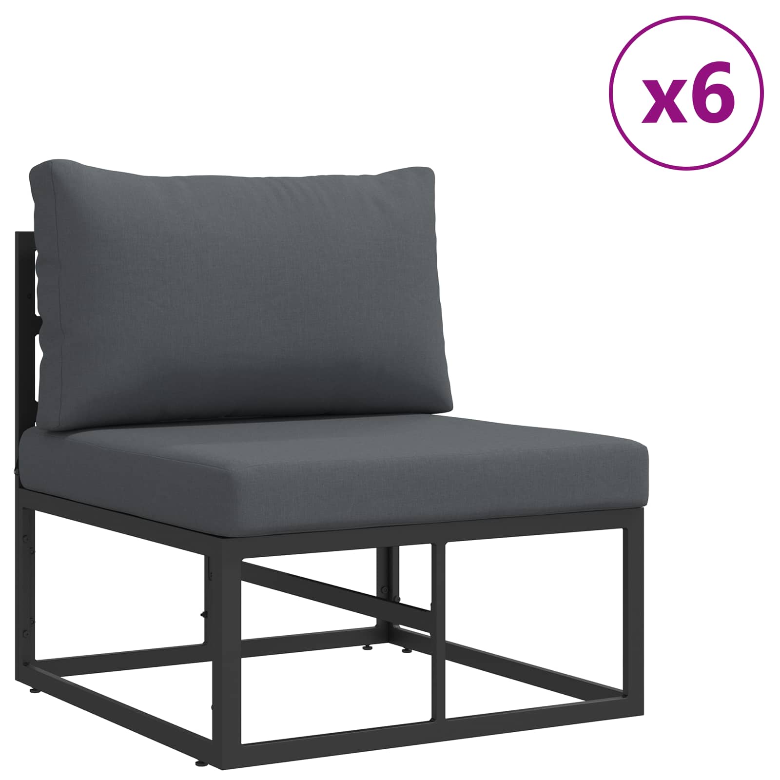 Sjedeća garnitura za vrt s jastukom 11 pcs Crna Aluminij