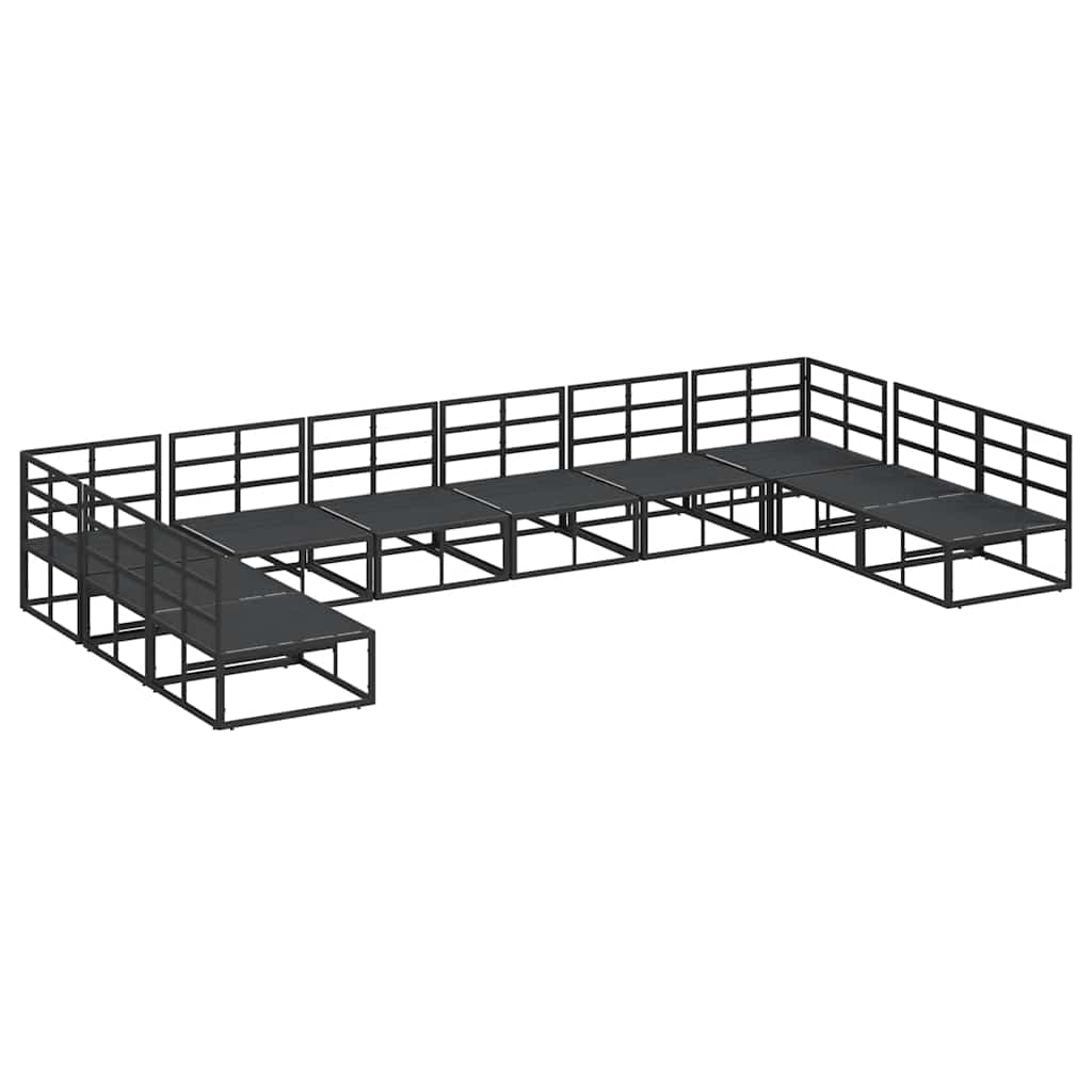 Sjedeća garnitura za vrt s jastukom 10 pcs Crna Aluminij
