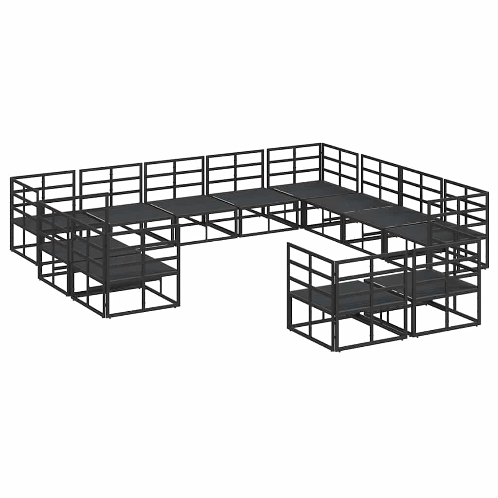 Sjedeća garnitura za vrt s jastukom 12 pcs Crna Aluminij
