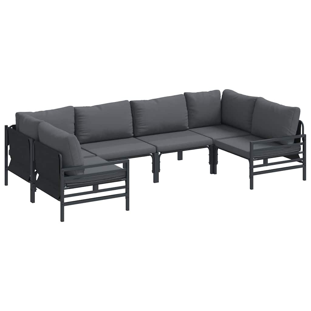 Sjedeća garnitura za vrt s jastukom 6 pcs Crna Čelik