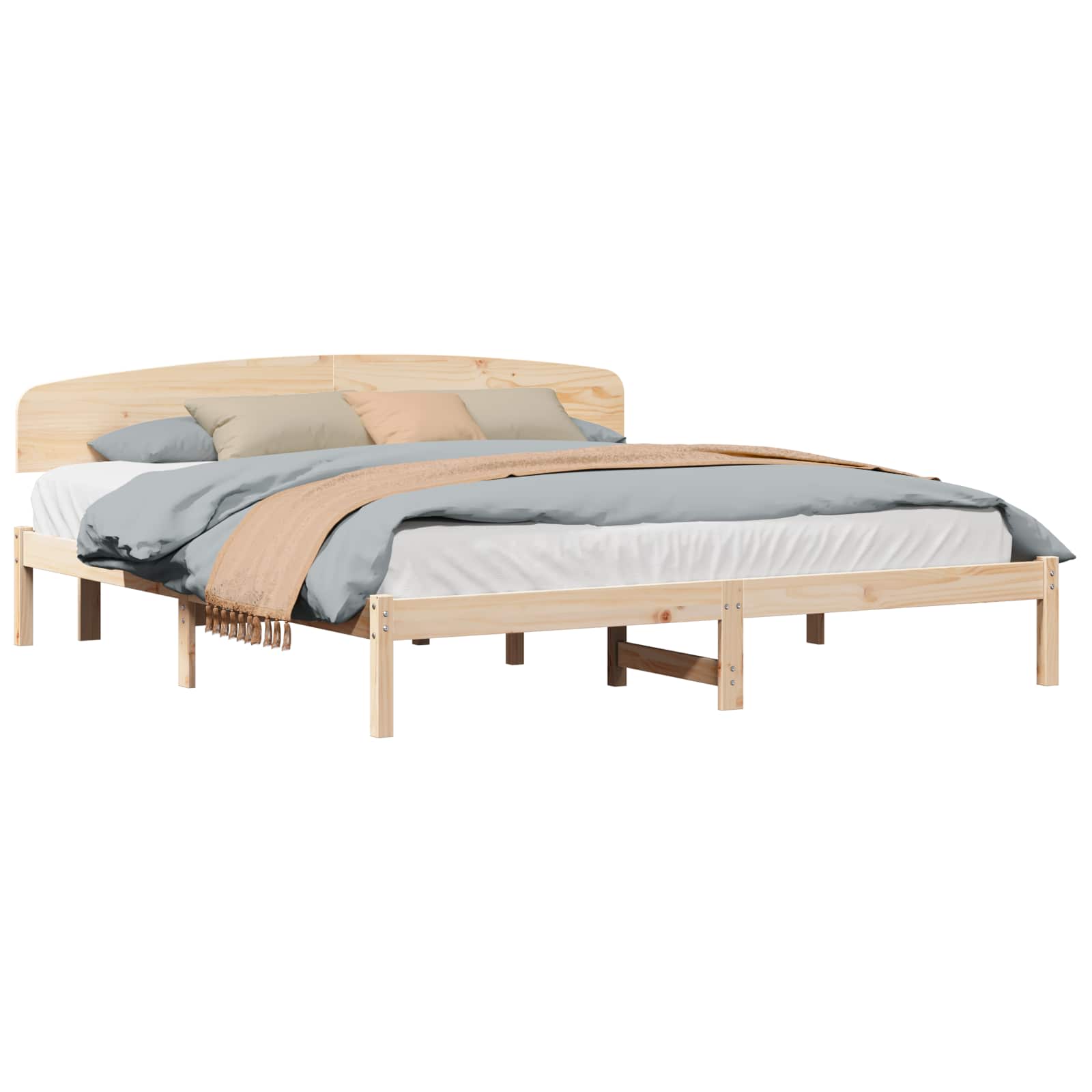 Krevetna konstrukcija Prirodna 200 x 200 cm Čvrsto borovo drvo