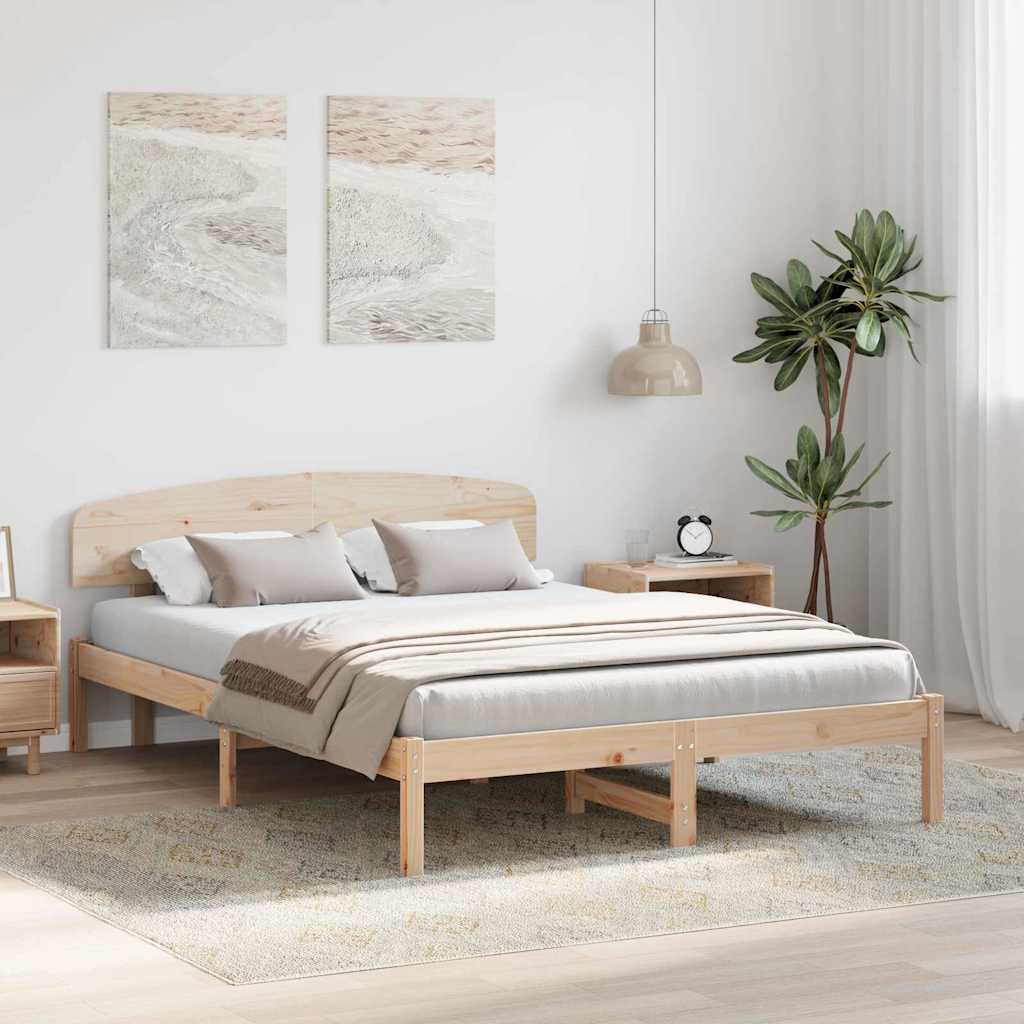 Krevetna konstrukcija Prirodna 140 x 200 cm Čvrsto borovo drvo