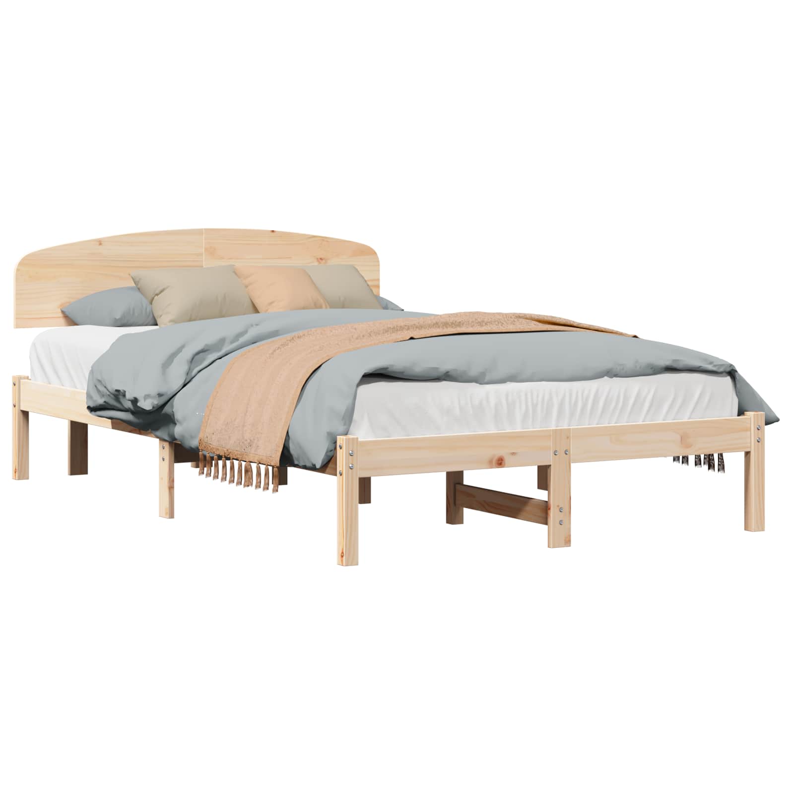 Krevetna konstrukcija Prirodna 140 x 190 cm Čvrsto borovo drvo
