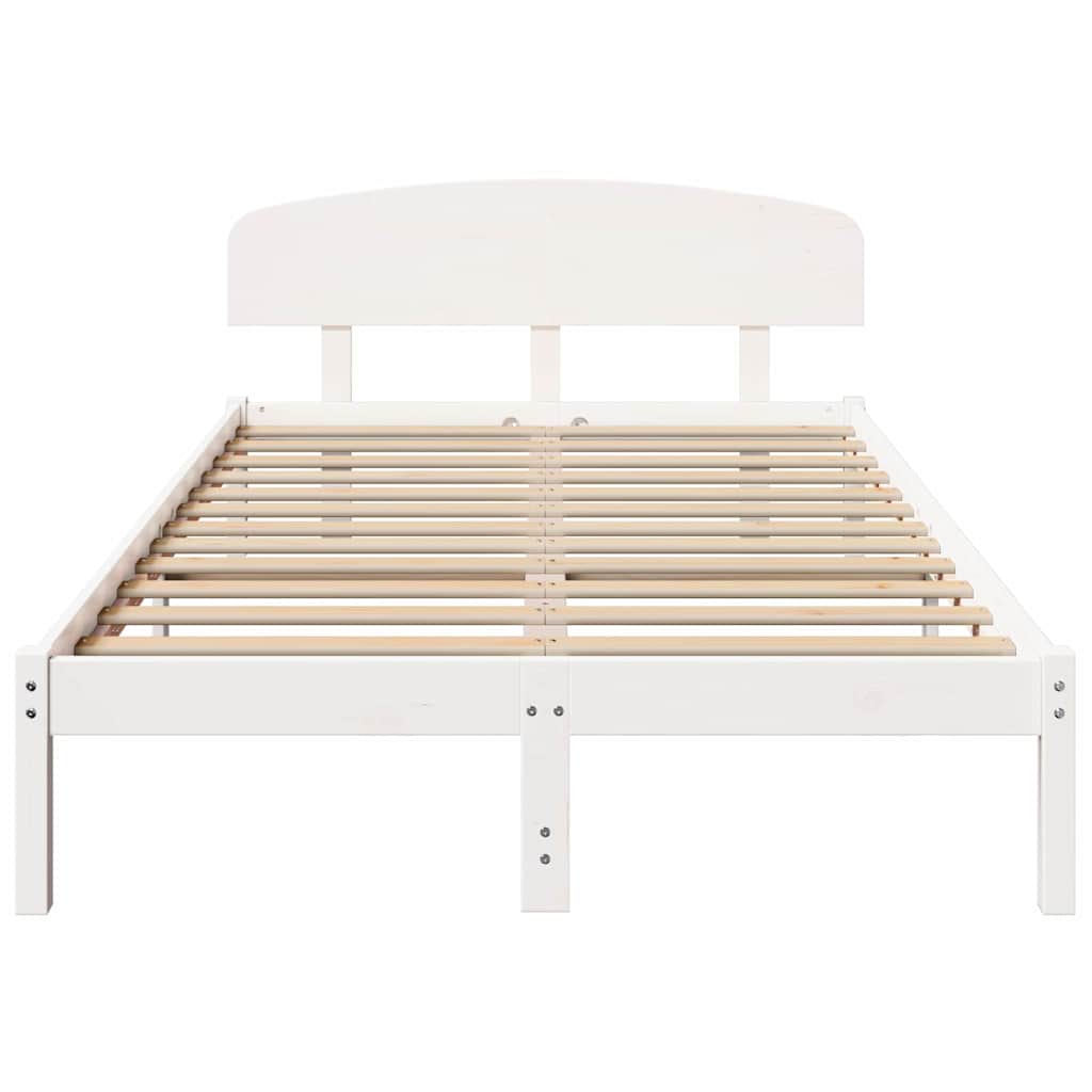 Krevetna konstrukcija Bijelo 135 x 190 cm Čvrsto borovo drvo