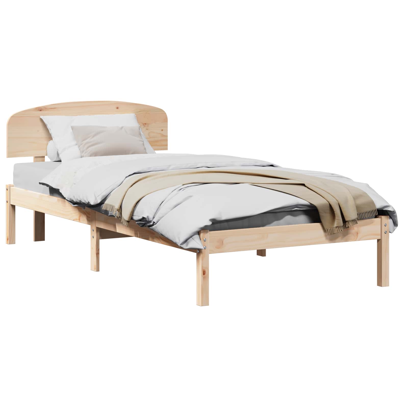 Krevetna konstrukcija Prirodna 90 x 200 cm Čvrsto borovo drvo