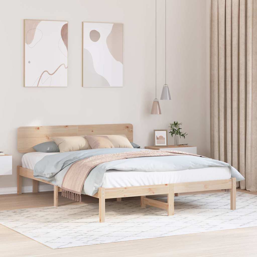 Krevetna konstrukcija Prirodna 150 x 200 cm Čvrsto borovo drvo