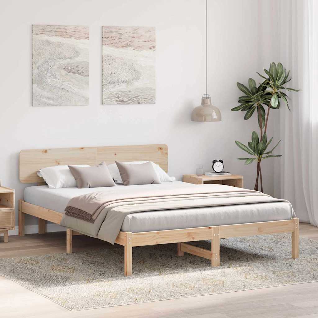 Krevetna konstrukcija Prirodna 150 x 200 cm Čvrsto borovo drvo