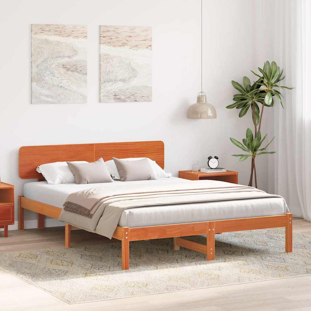 Krevetna konstrukcija s uzglavljem Vosak smeđa 150 x 200 cm