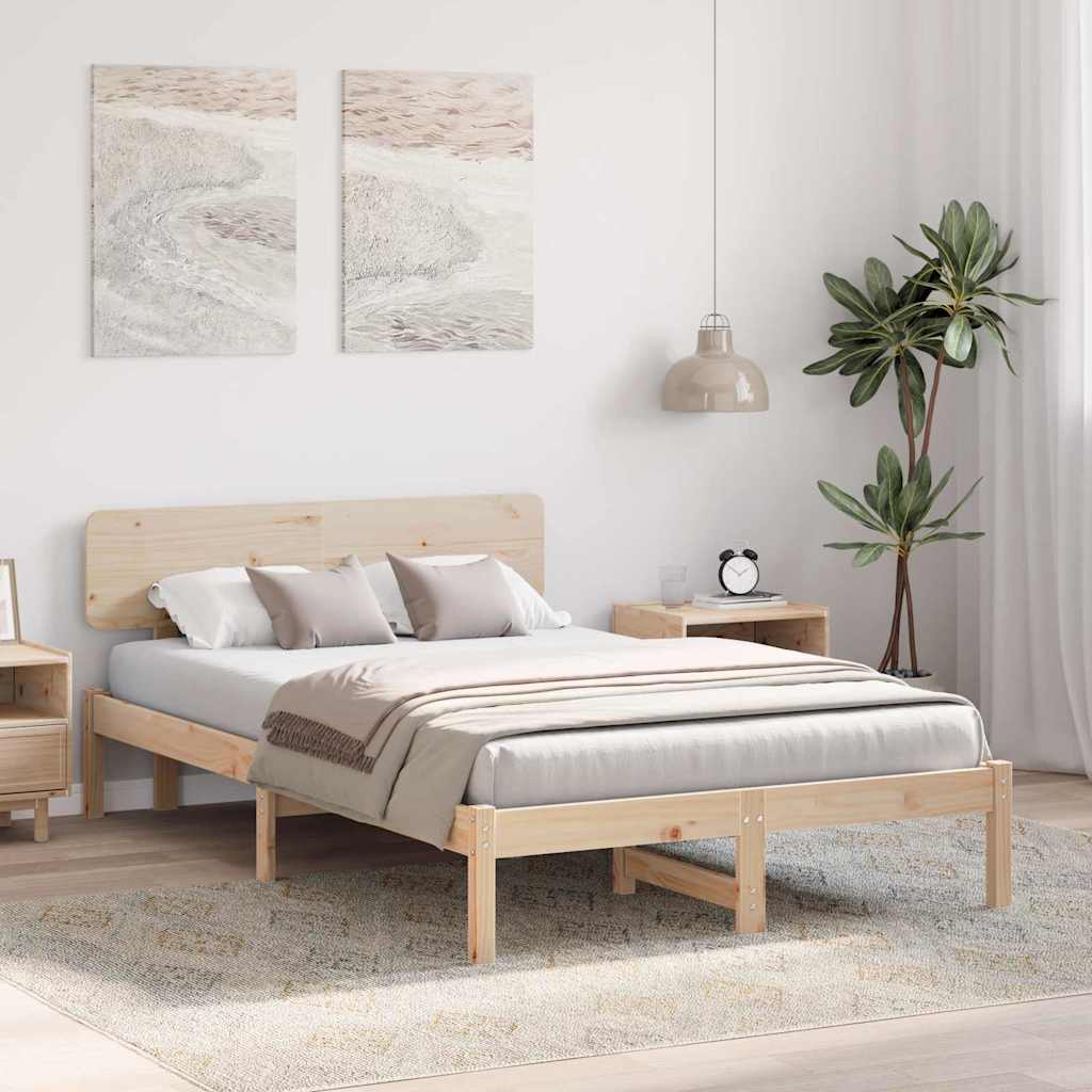 Krevetna konstrukcija Prirodna 135 x 190 cm Čvrsto borovo drvo