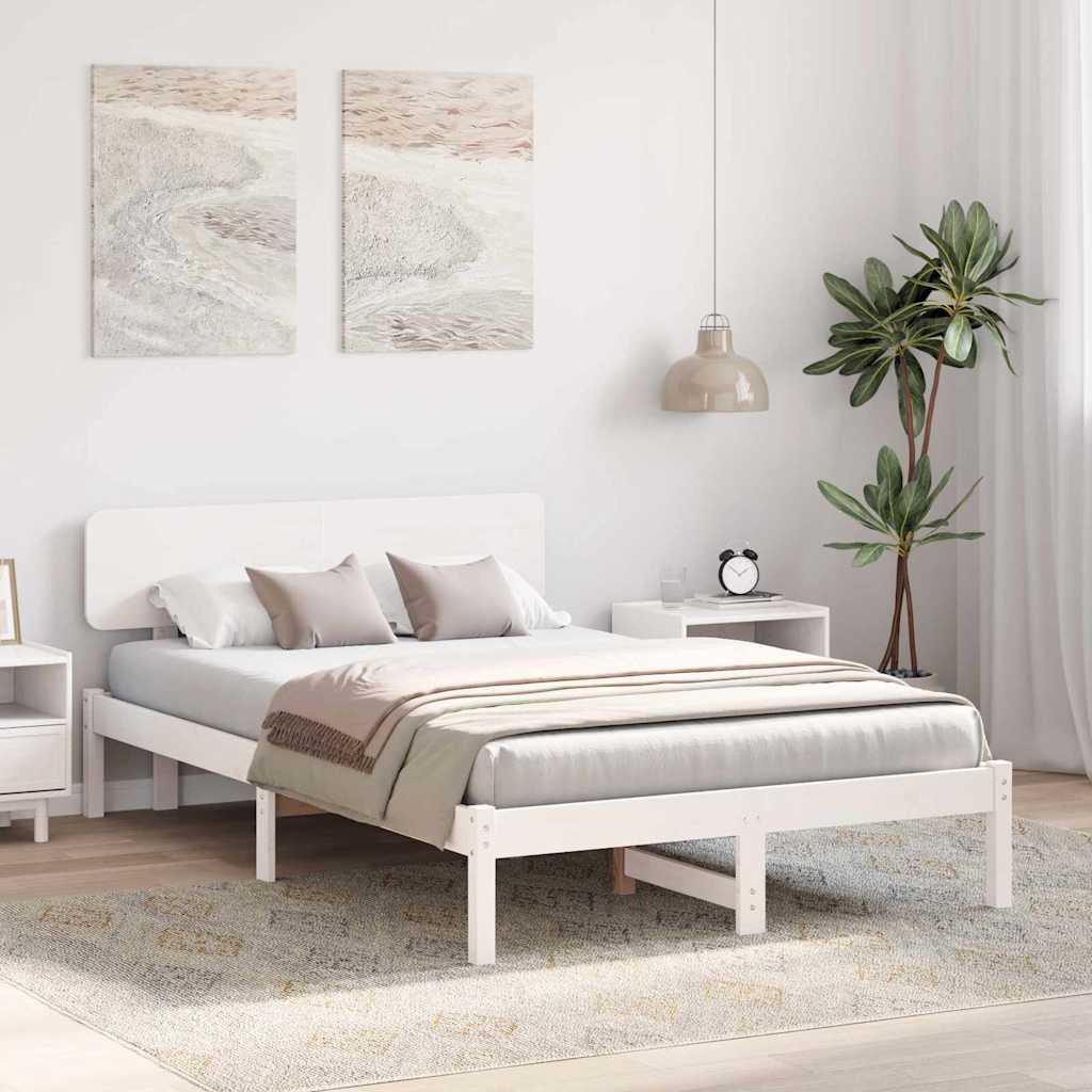 Krevetna konstrukcija Bijelo 135 x 190 cm Čvrsto borovo drvo