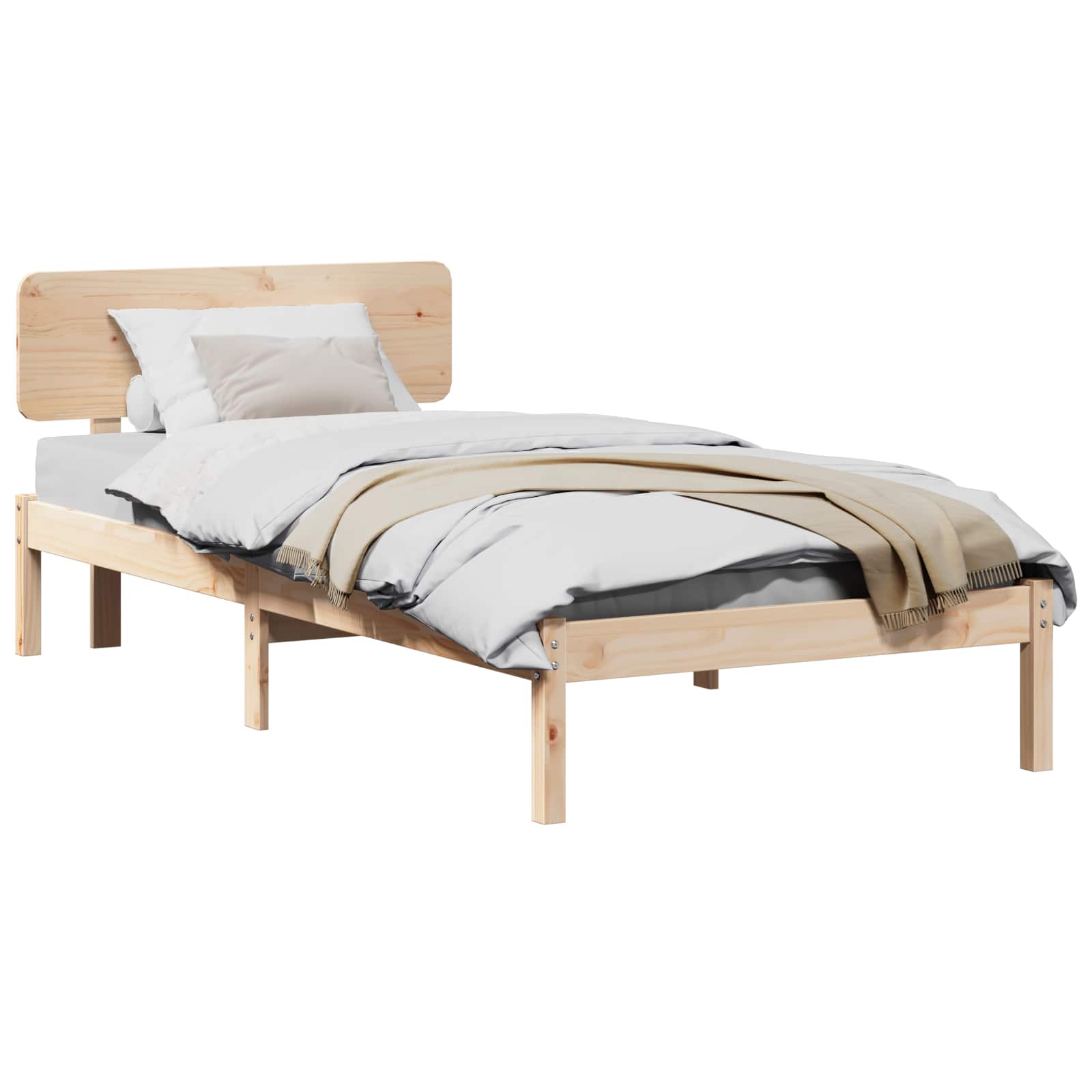 Krevetna konstrukcija Prirodna 90 x 190 cm Čvrsto borovo drvo