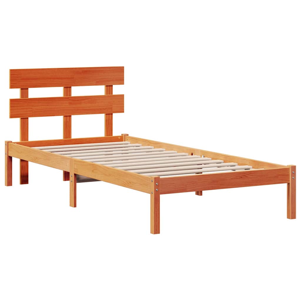 Krevetna konstrukcija Smeđa 75 x 190 cm Čvrsto borovo drvo