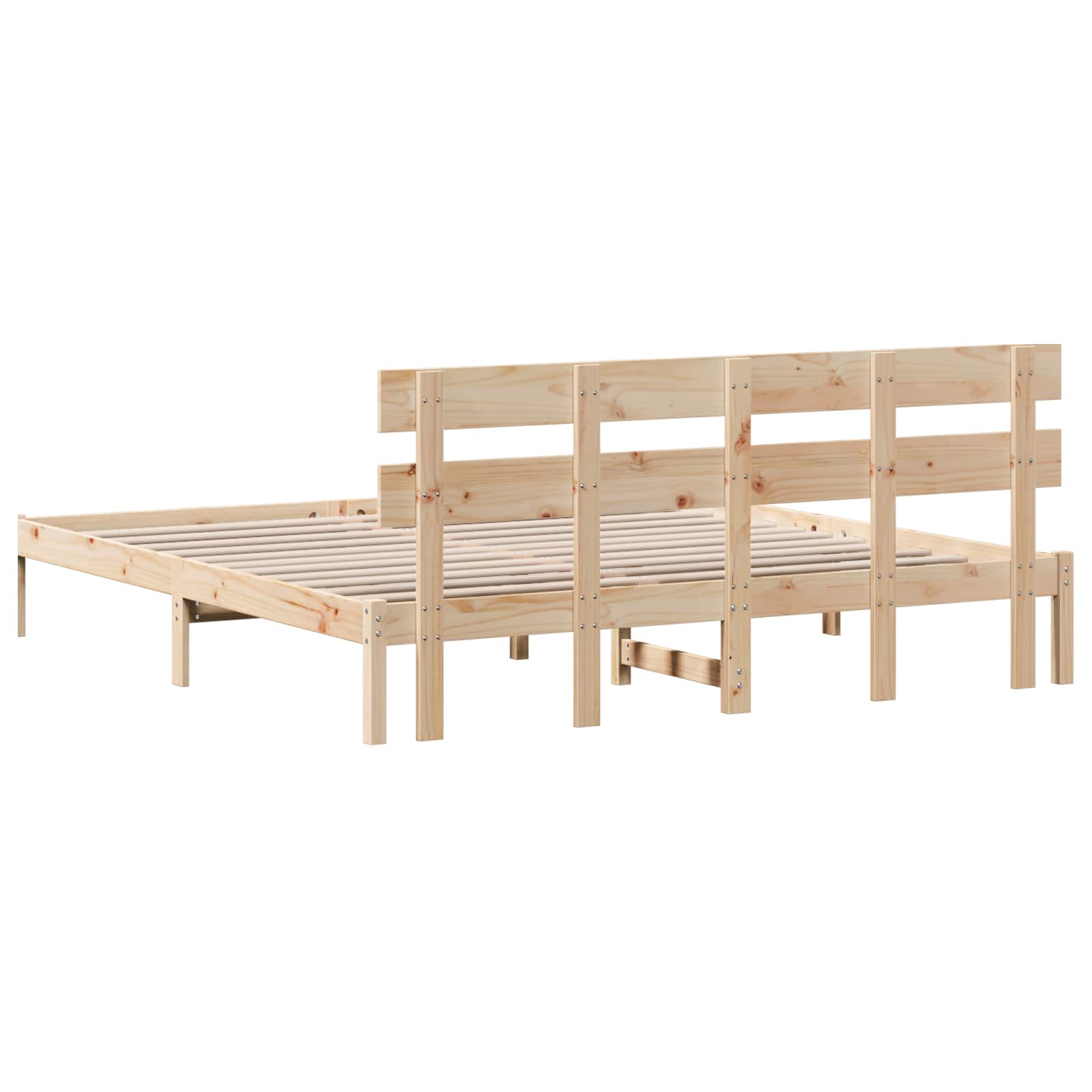 Krevetna konstrukcija Smeđa 200 x 200 cm Čvrsto borovo drvo